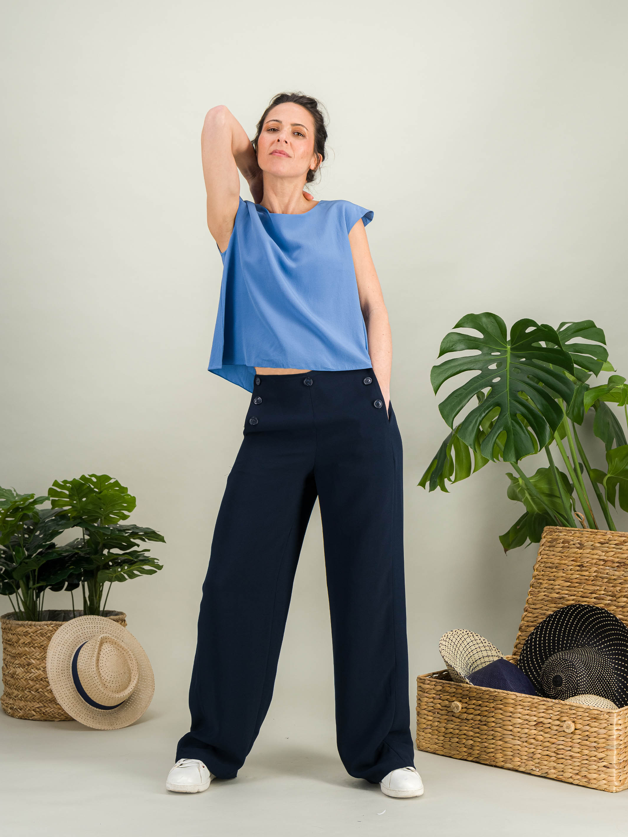 Anahide Saint André EVA top crêpe de soie bleuet