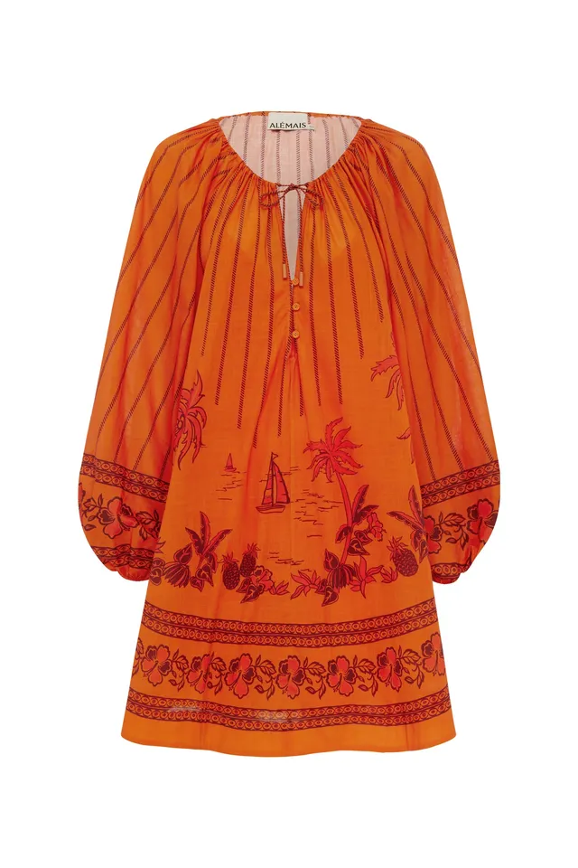 Alemais Boathouse robe mini coton voile à liens