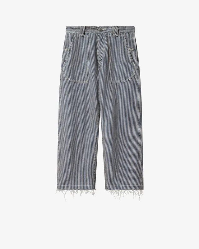 Isabel Marant Ermina pantalon droit coton bleu-blanc