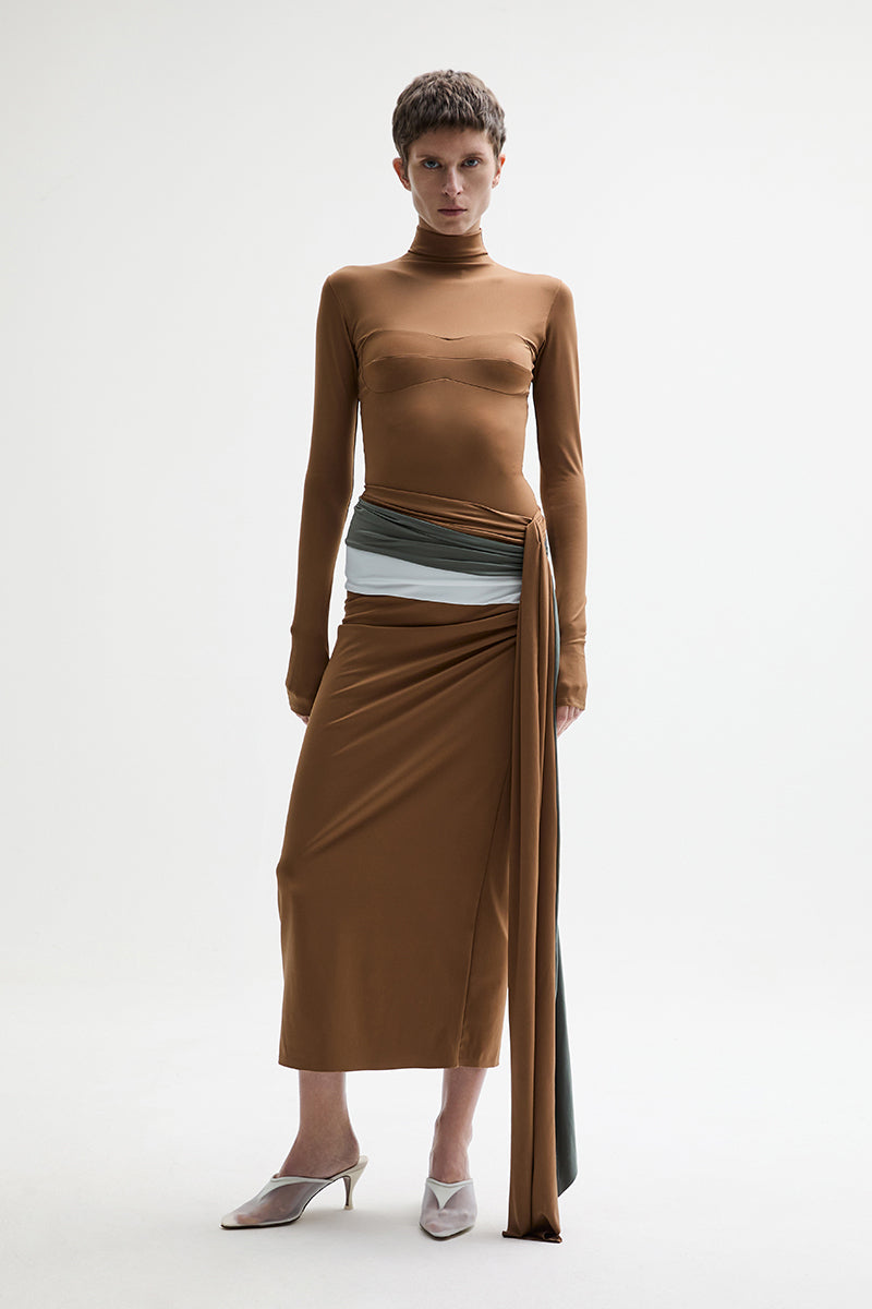 ATU Body Couture Starling jupe midi camel jersey S