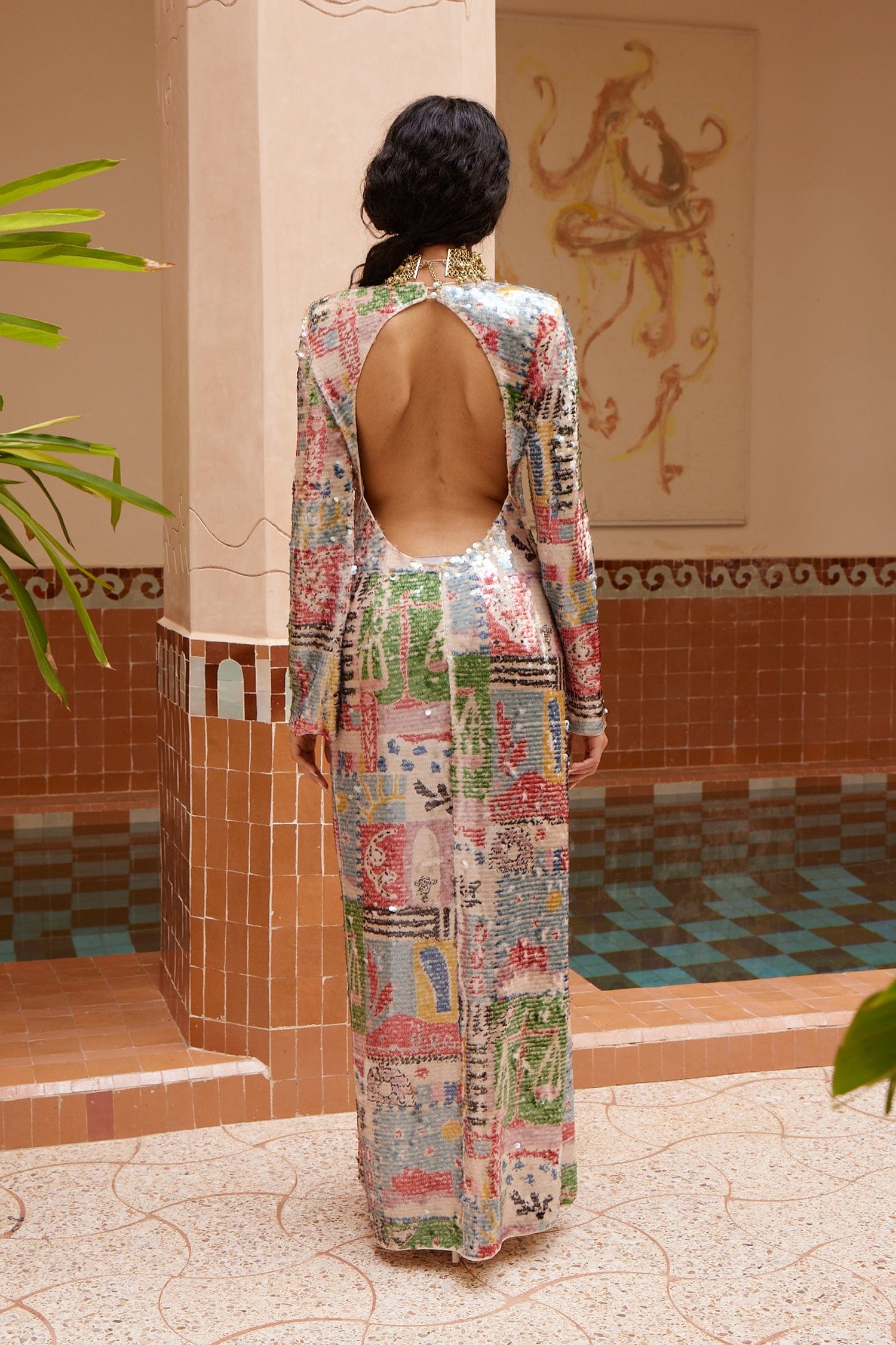 Alemäis Lumira Sequin robe longue sequins dos nu