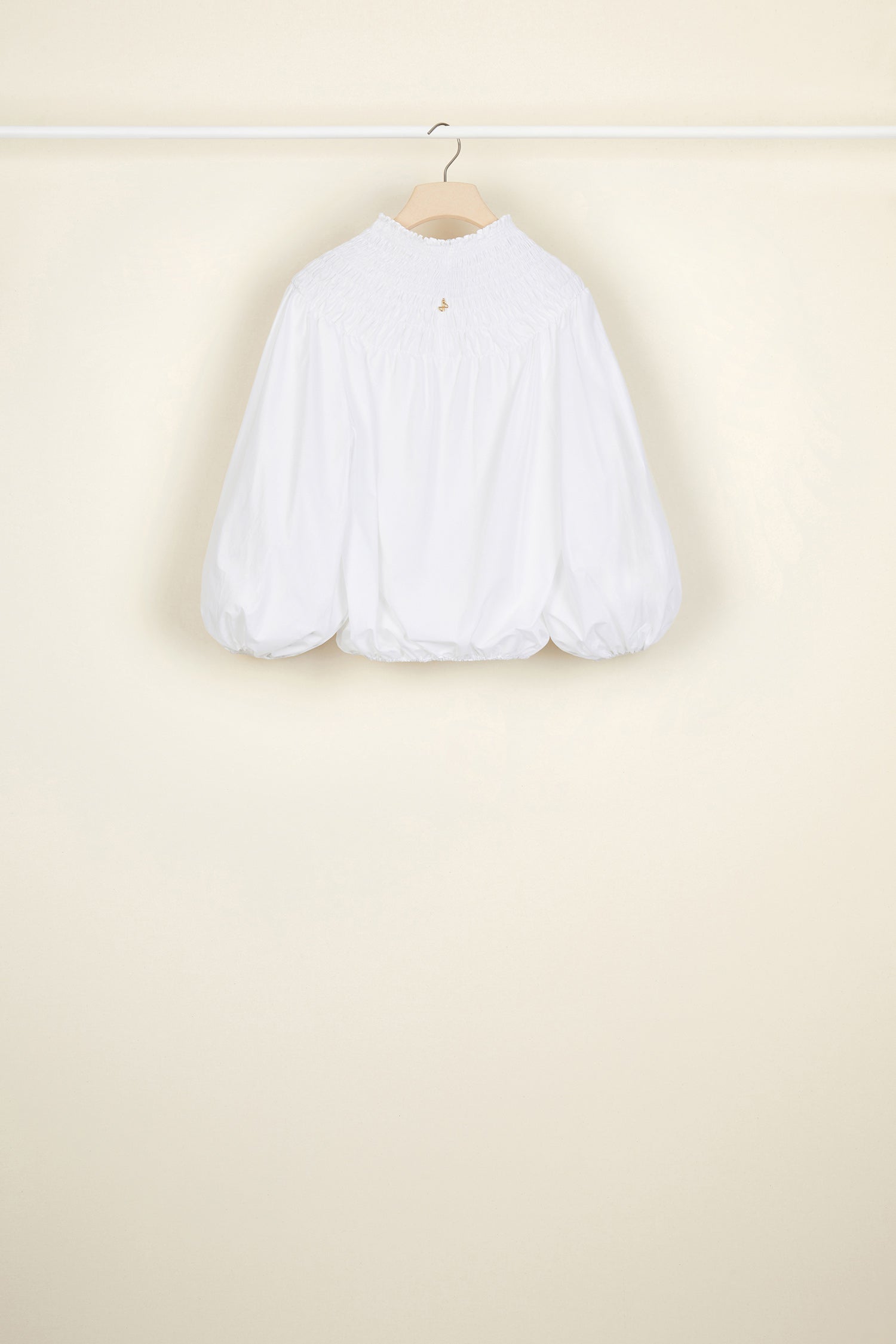 Patou TO004 crop top popeline coton blanc smocké