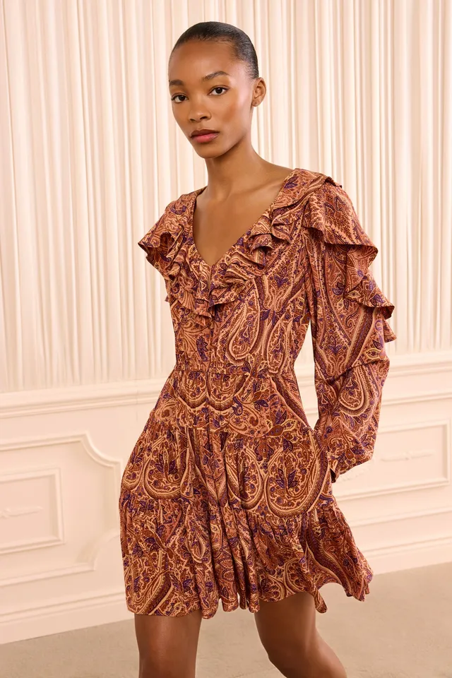 Ulla Johnson Vivi FA260135 robe mini Rosette orange soie