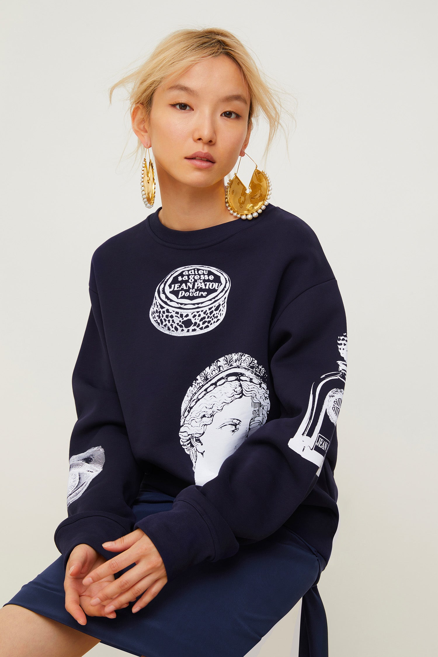 Patou H20JE0149995601N sweat coton oversize Navy