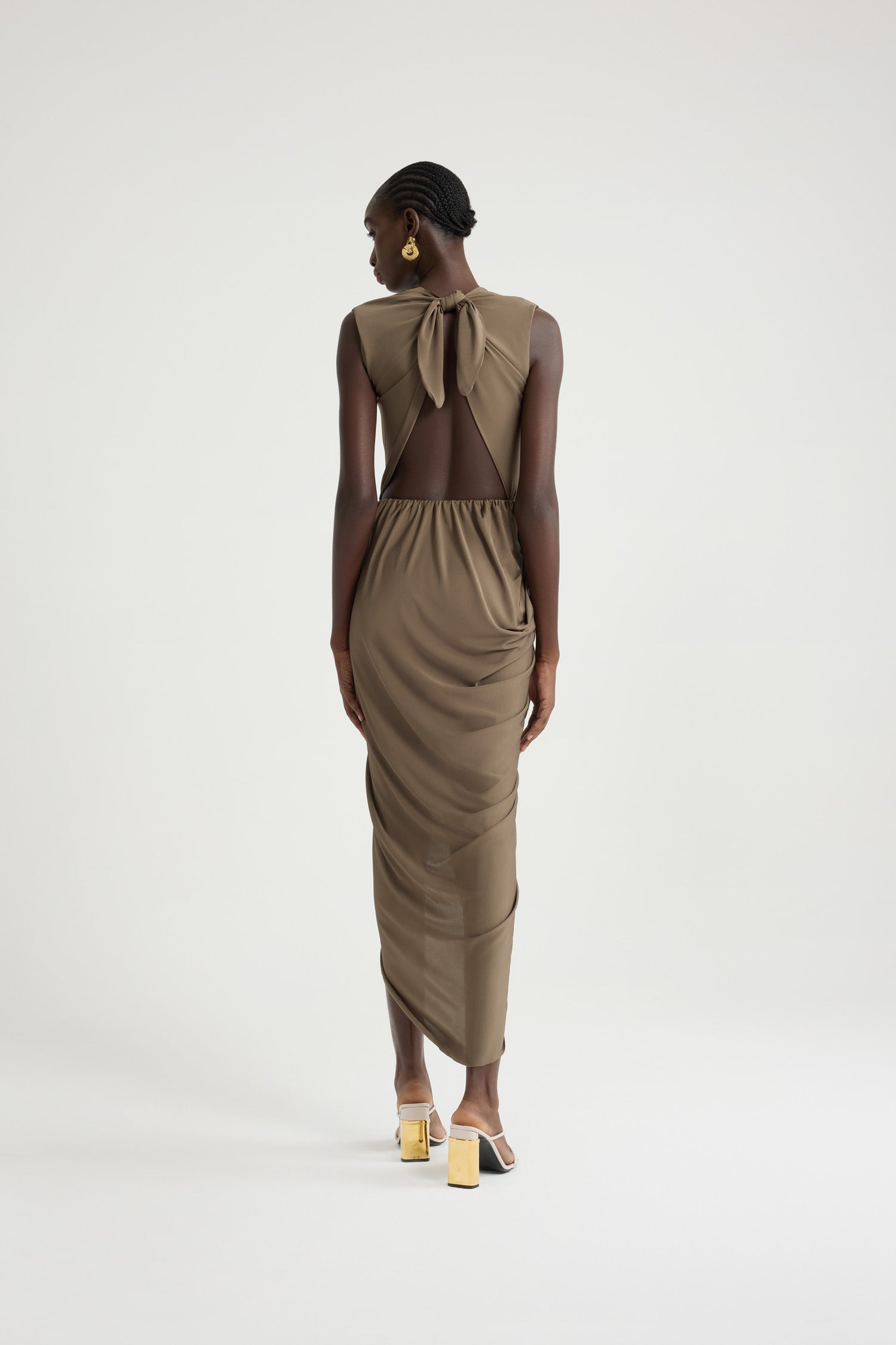 Patou P25JE1479973809B robe midi mocha jersey stretch