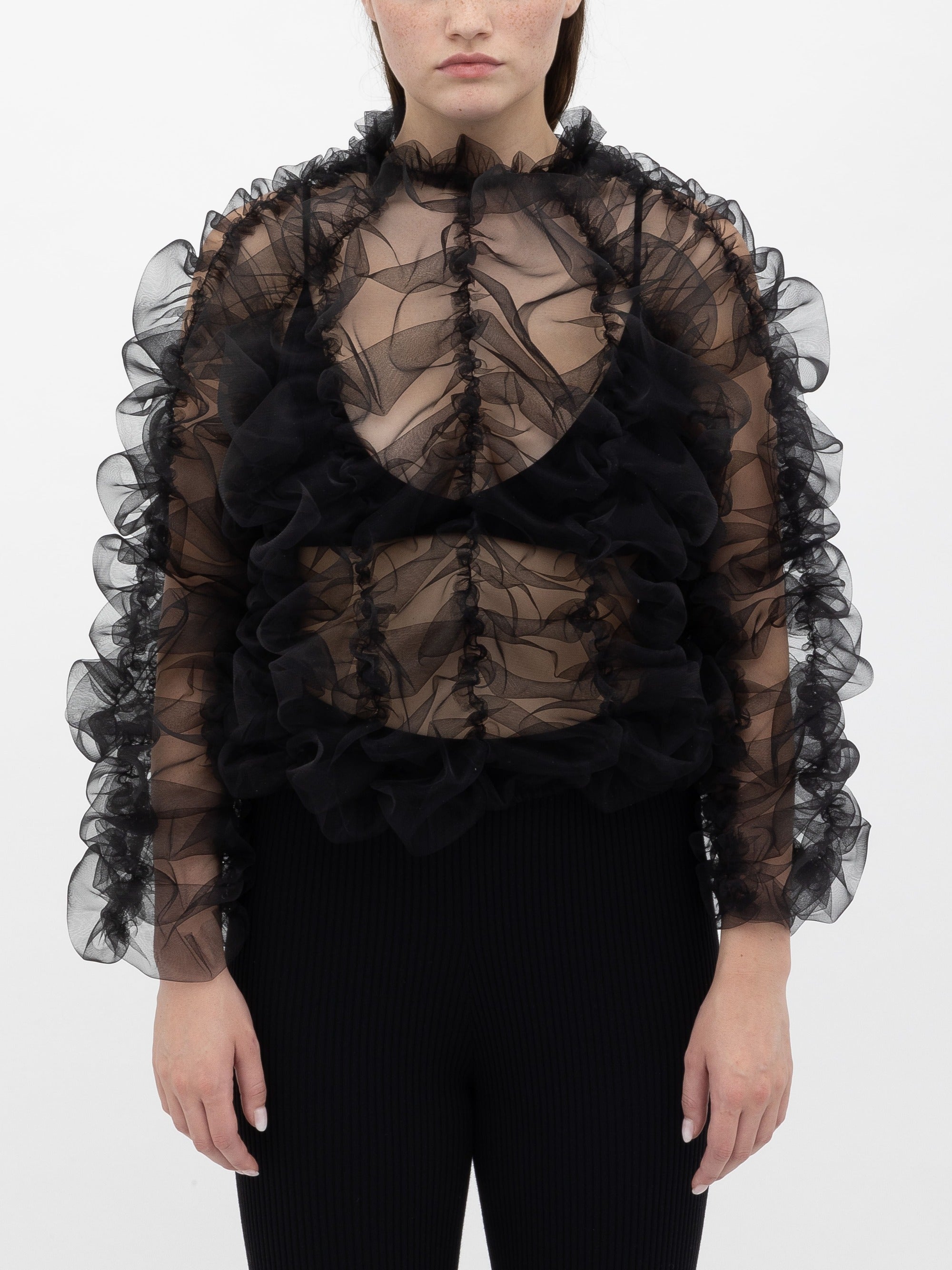 Ester Manas Ruched Puffy top noir froncé 34/44