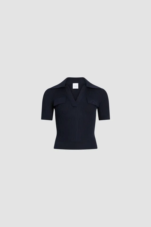 Patou KN3418094694N polo coton bleu marine brodé