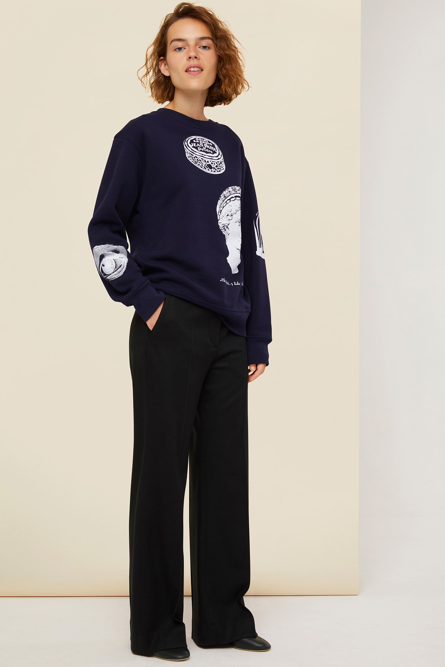 Patou H20JE0149995601N sweat coton oversize Navy