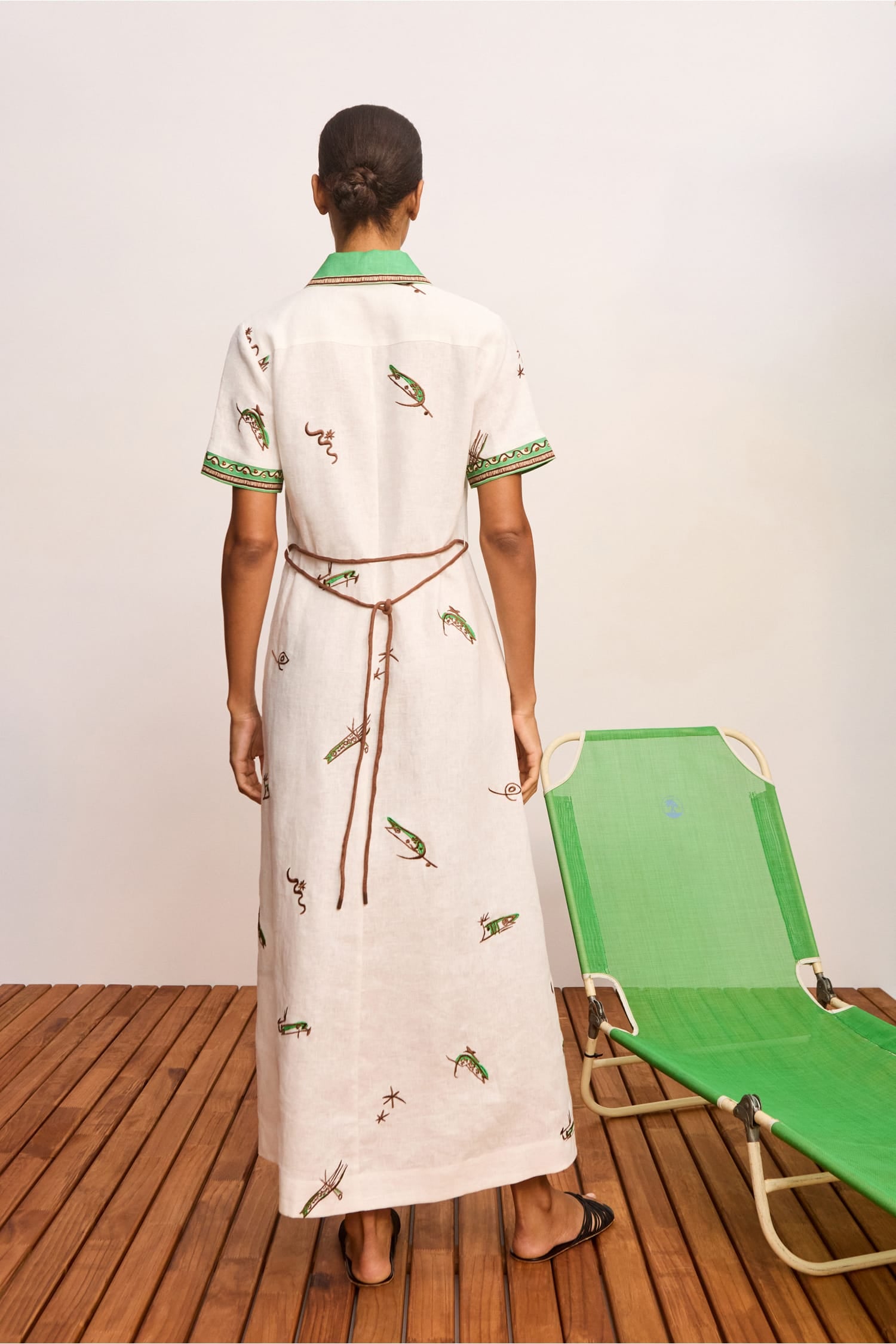 Alemaïs Wanda robe chemise brodée en lin européen
