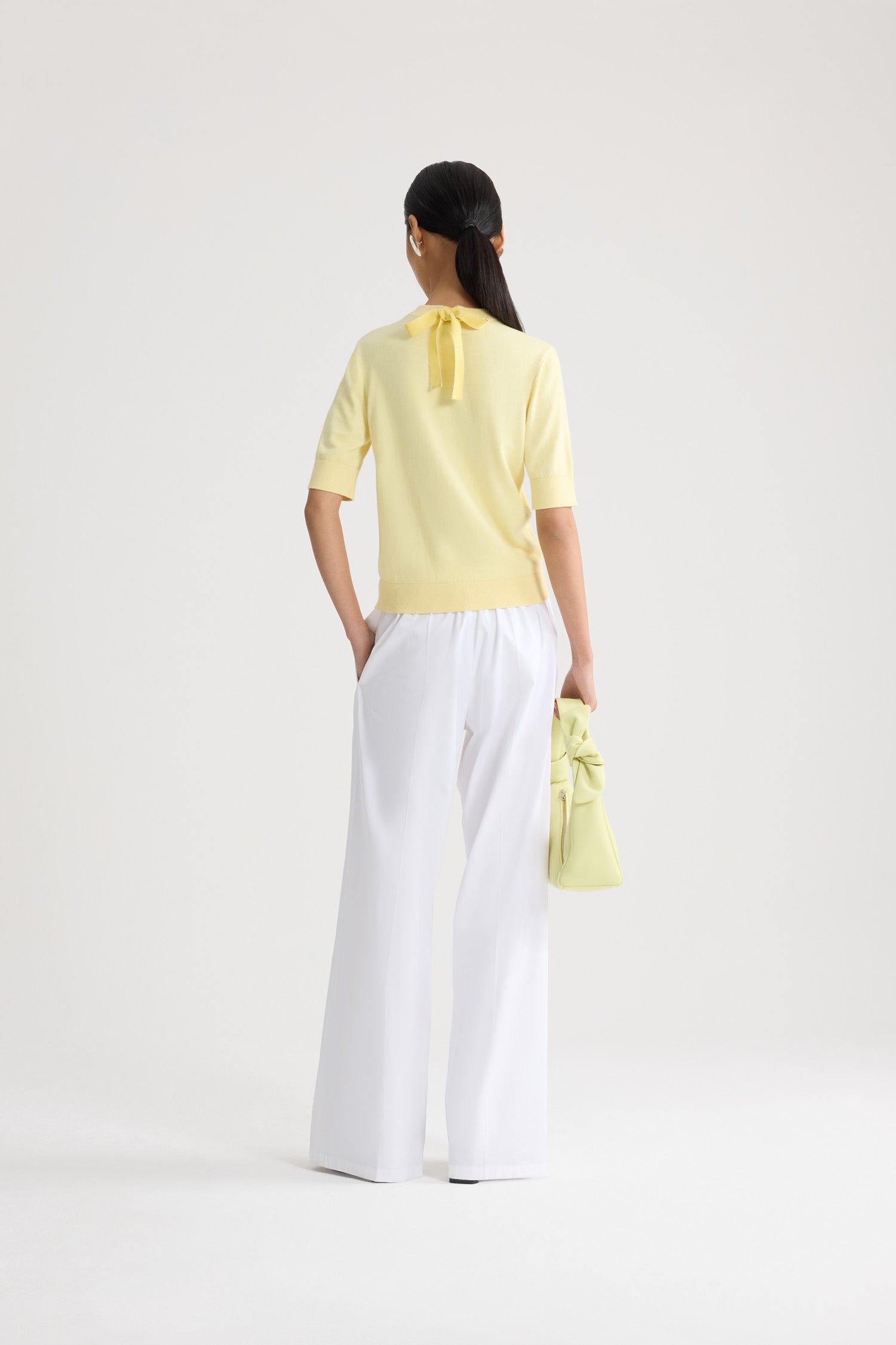 Patou Knitwear P26KN3008045221Y pull jaune coton manches
