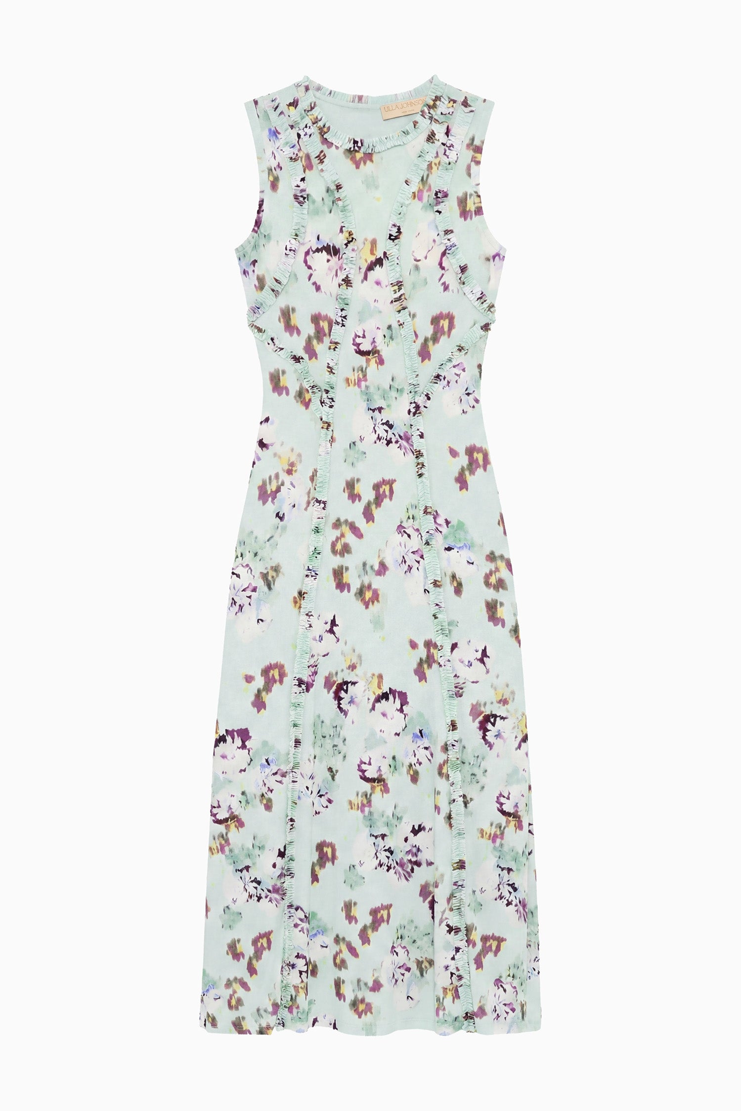 Ulla Johnson Isabelle robe jersey Oasis midi verte fleurie