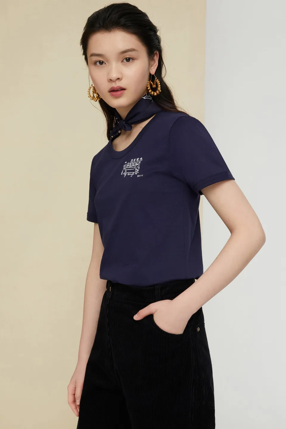 Patou Bosc JE017 t-shirt coton bio bleu encre femme