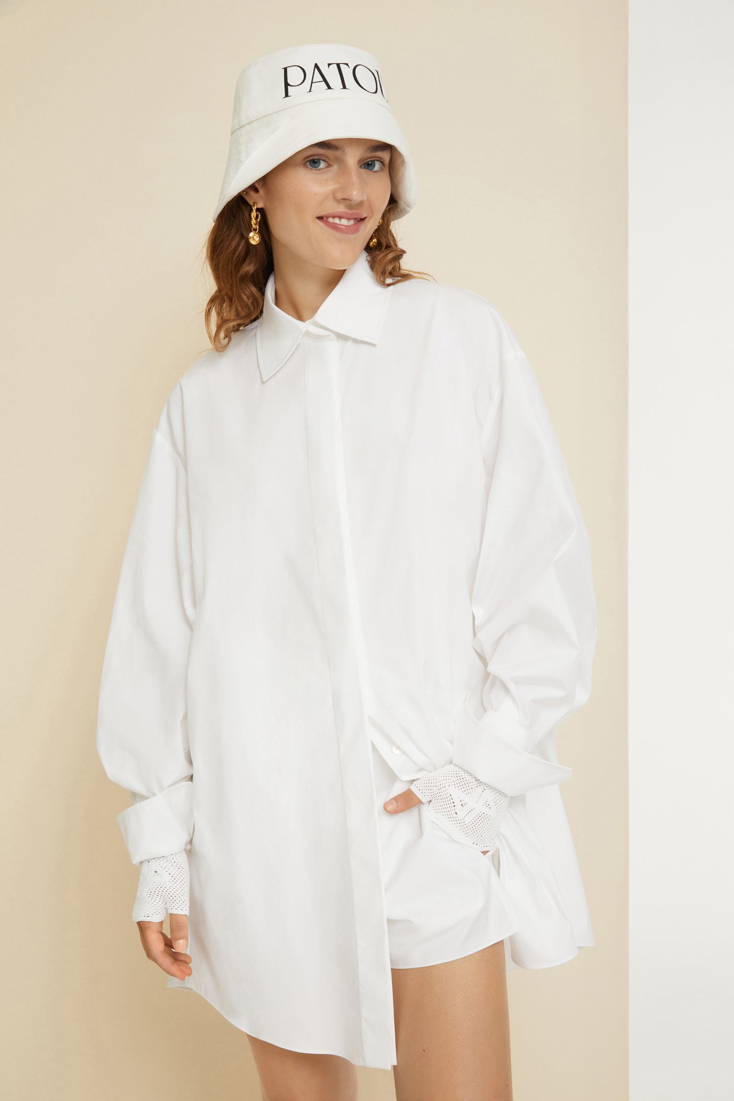Patou P22AC0328034001W gants mitaines coton bio Blanc