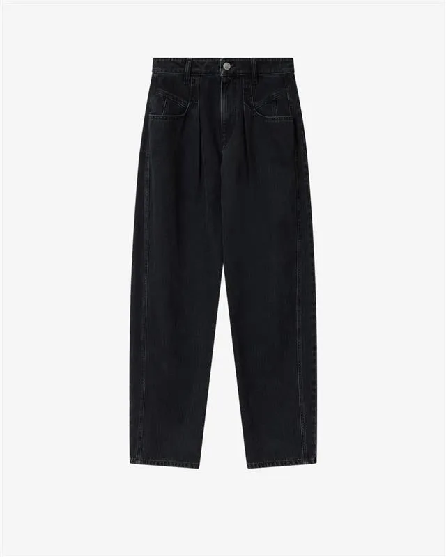 Isabel Marant Lisha jean noir délavé barrel taille haute