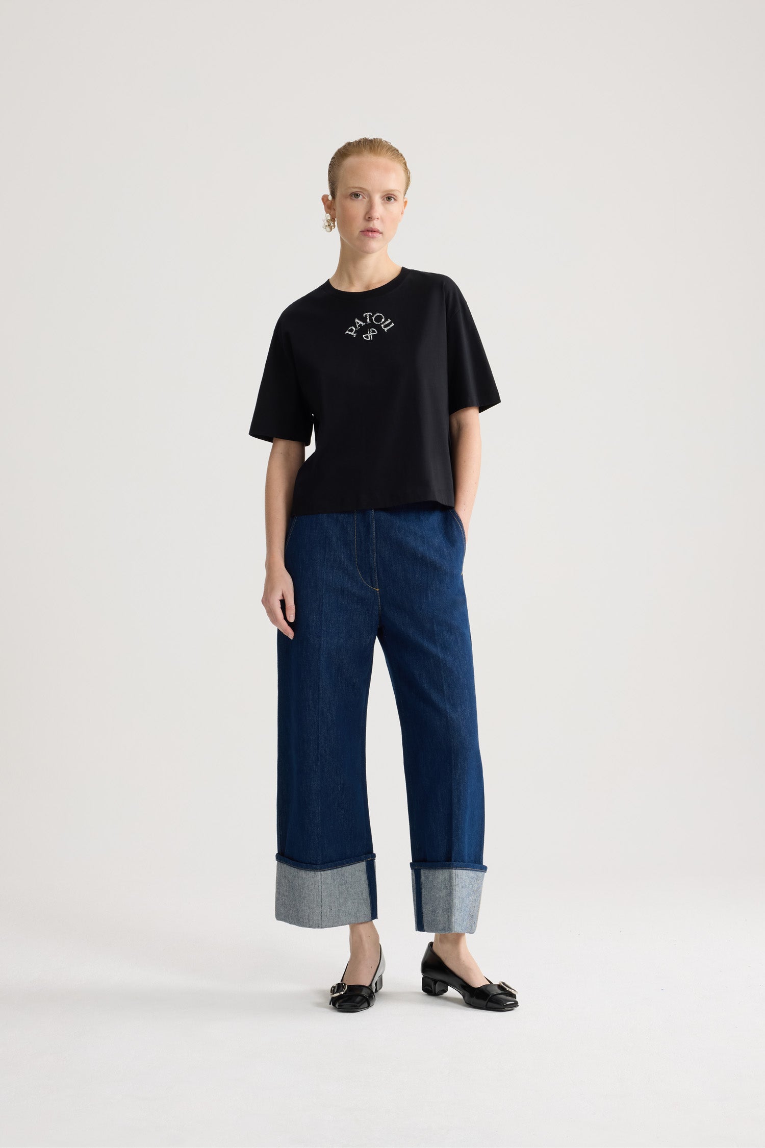 Patou JE214 polo t-shirt coton bio noir manches courtes