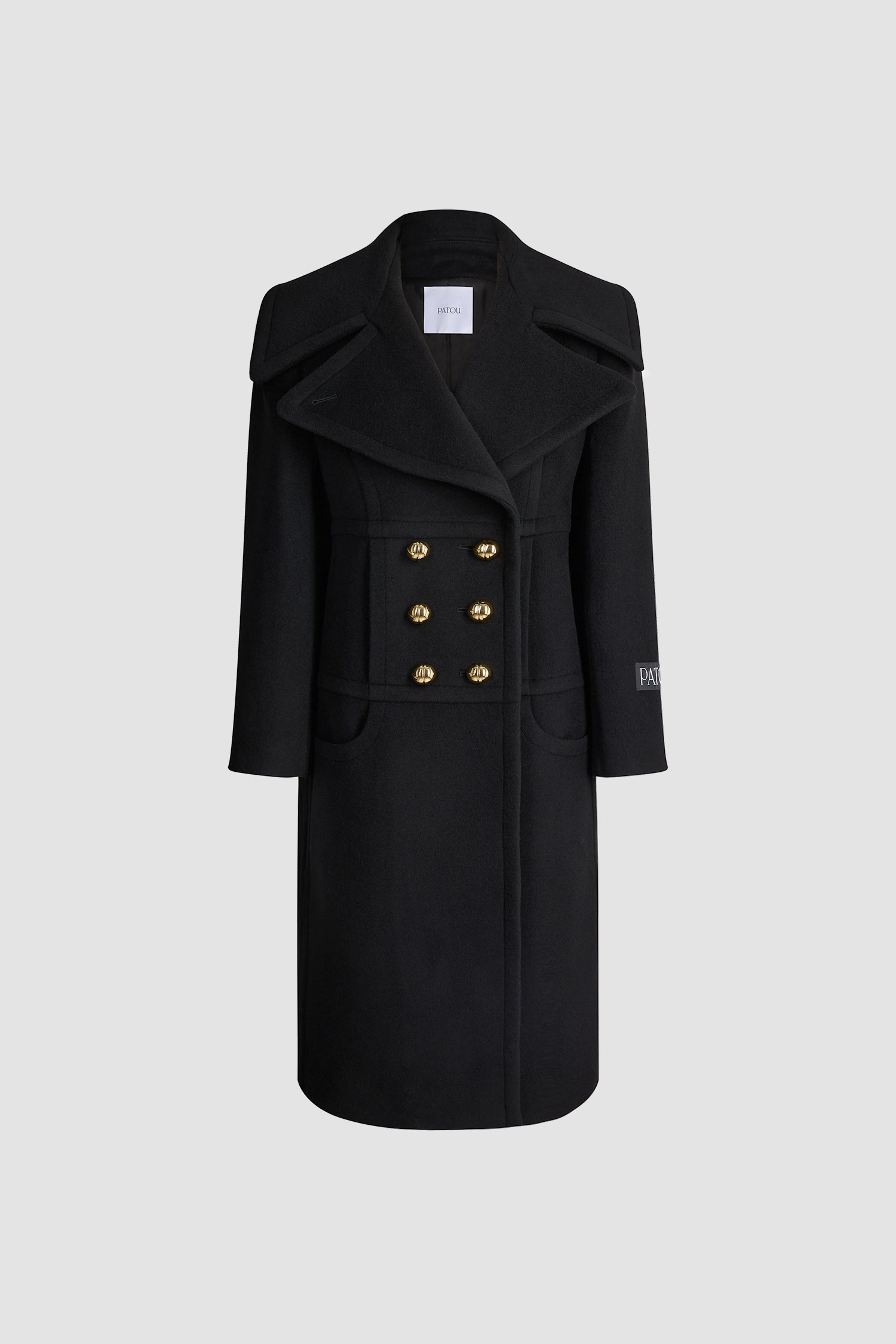Patou CO0300217999B manteau laine noire double-boutonné