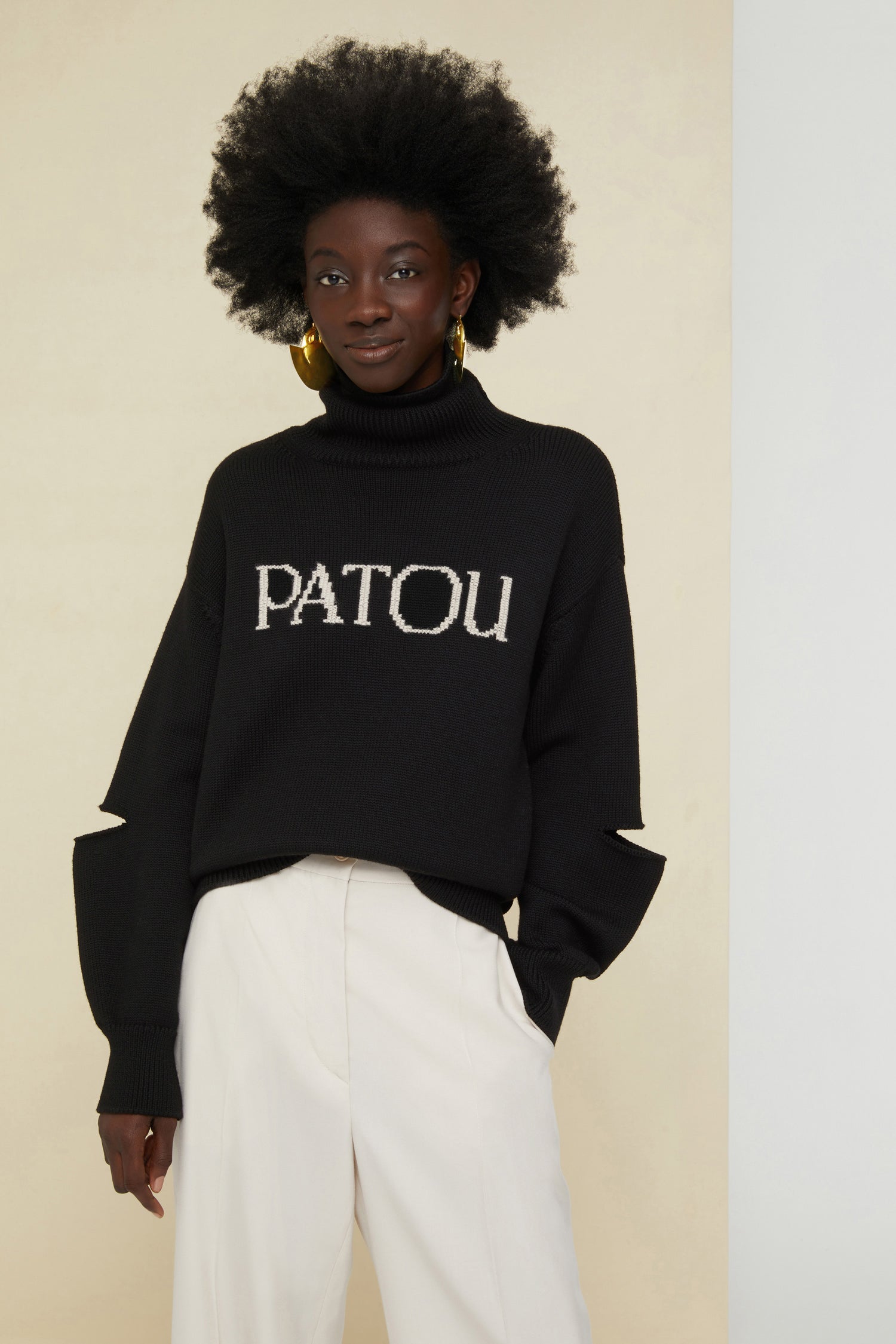 Patou Knitwear A20KN0088025999B pull laine noir XS