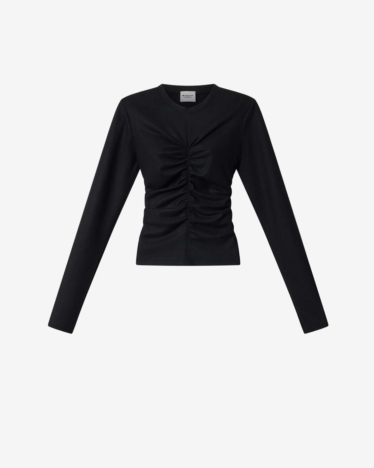 Isabel Marant Delesa top noir jersey froncé ajusté