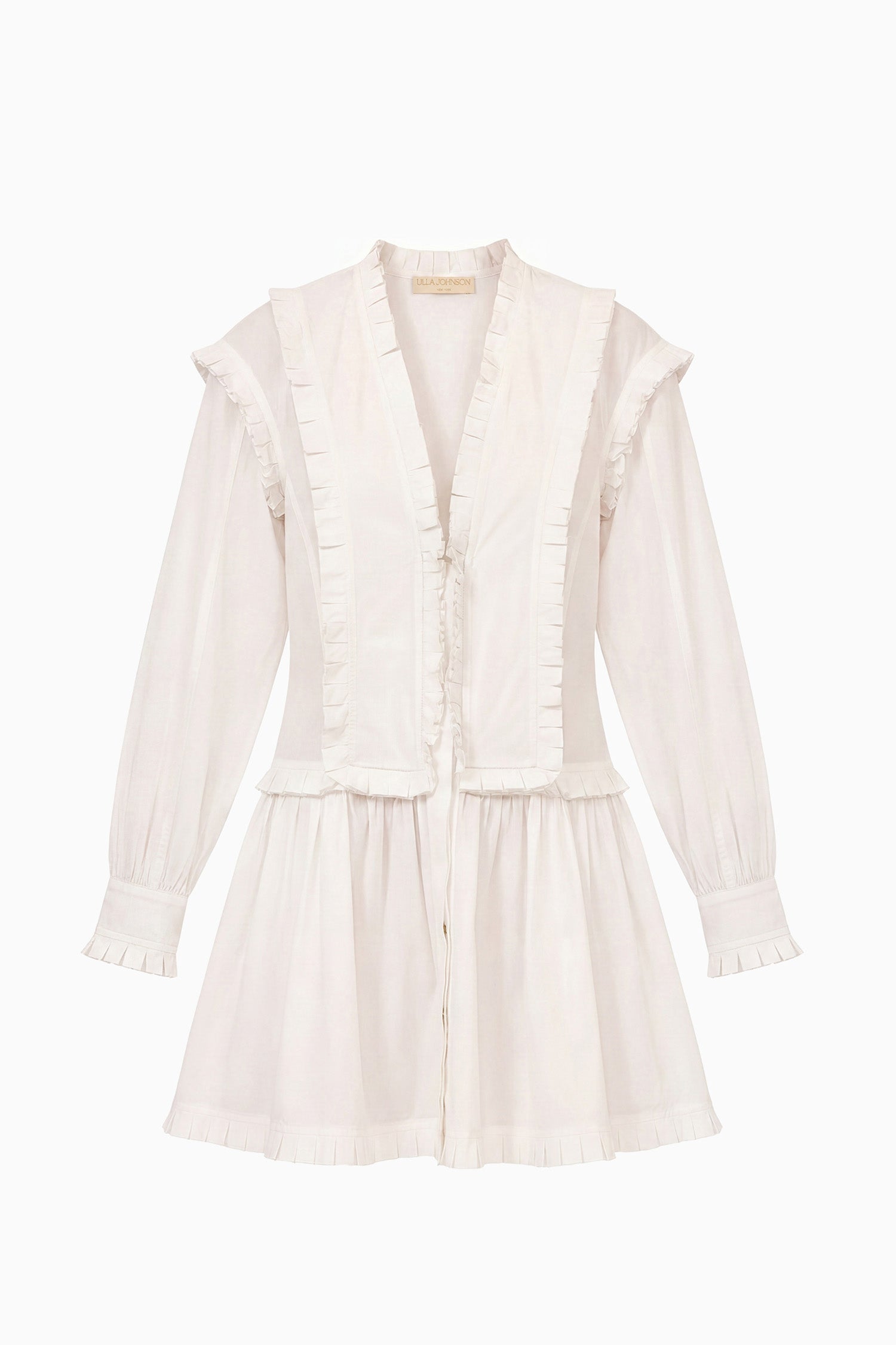 Ulla Johnson Beatrix robe mini coton blanc cowrie