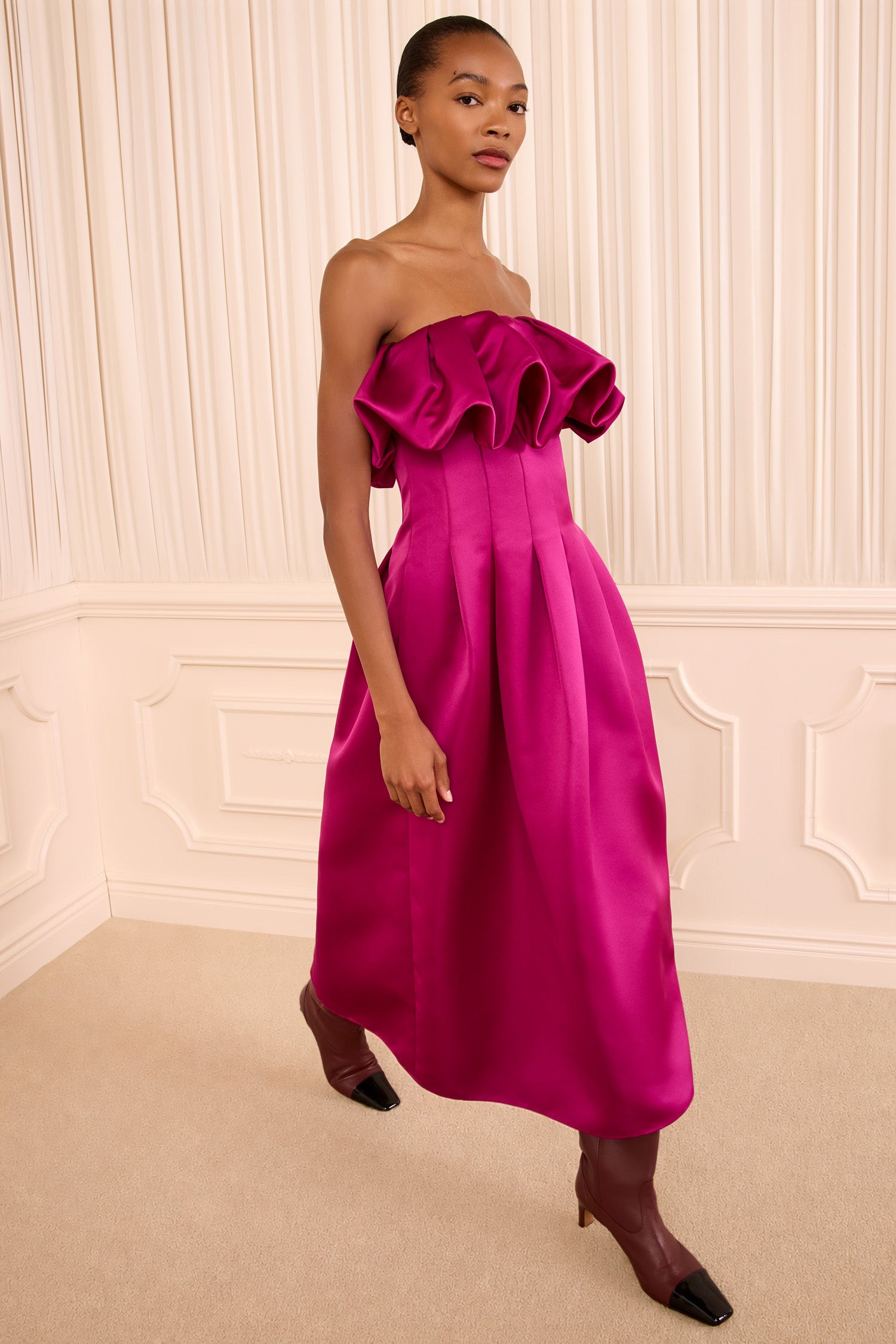 Ulla Johnson Cosima FA260121 robe bustier satin Orchid midi