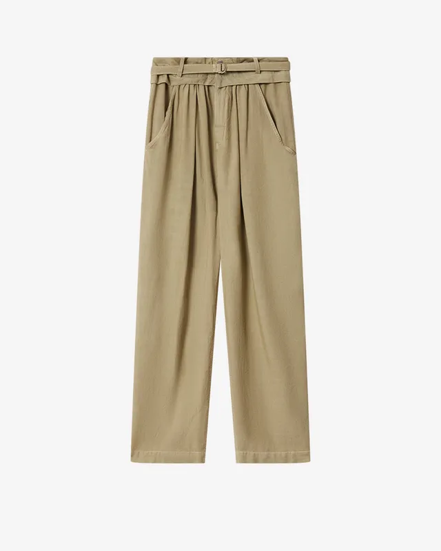 Isabel Marant Celia pantalon lin large bronze clair
