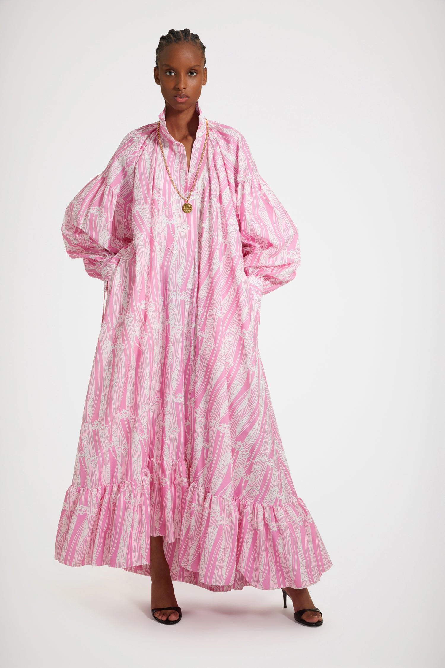 Patou DR107 Robe maxi coton bio rose imprimé