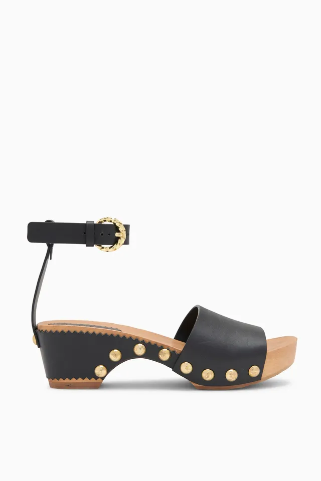 Ulla Johnson Esti Clog sabots noir cuir talon 60 mm