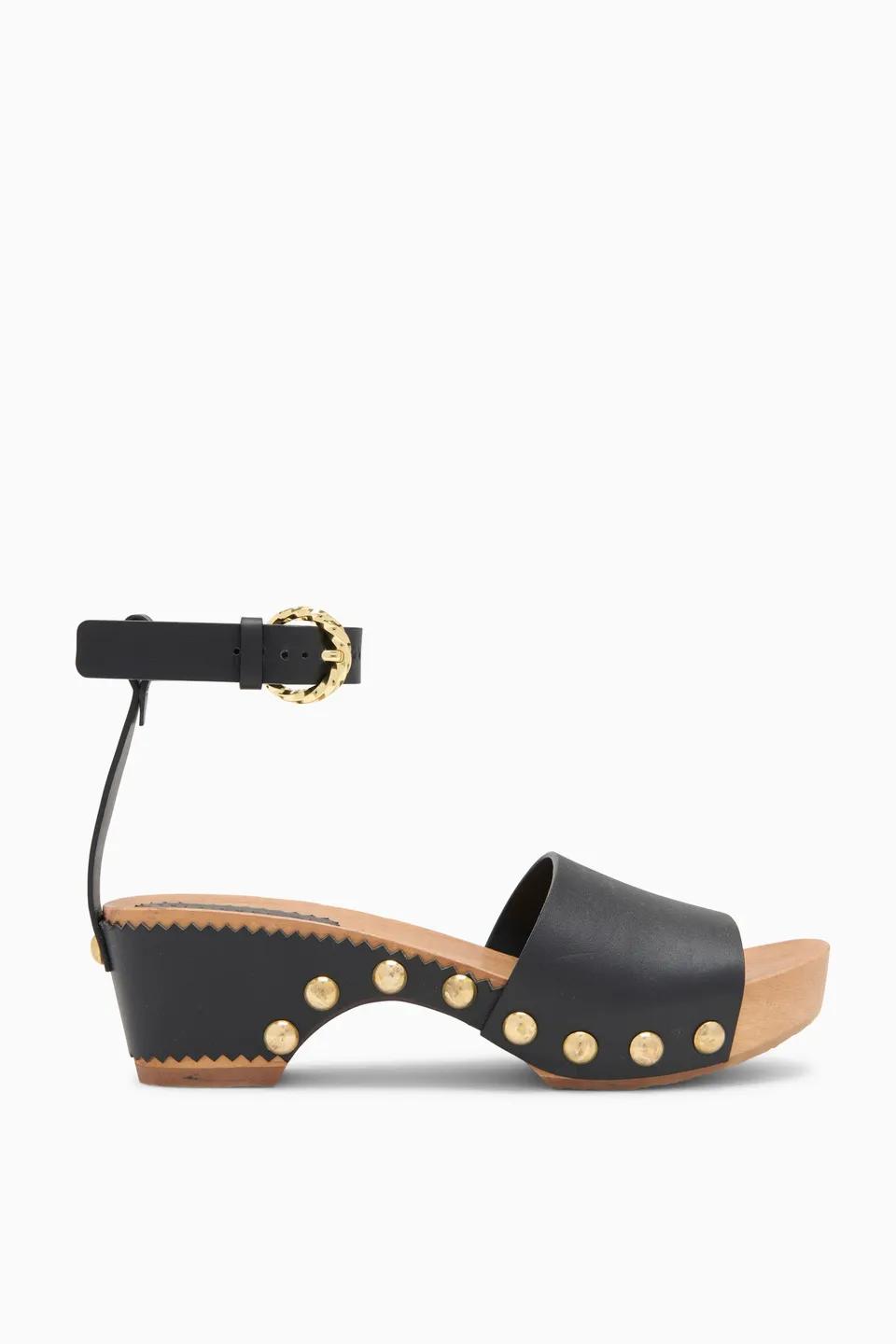 Ulla Johnson Esti Clog sabots noir cuir talon 60 mm