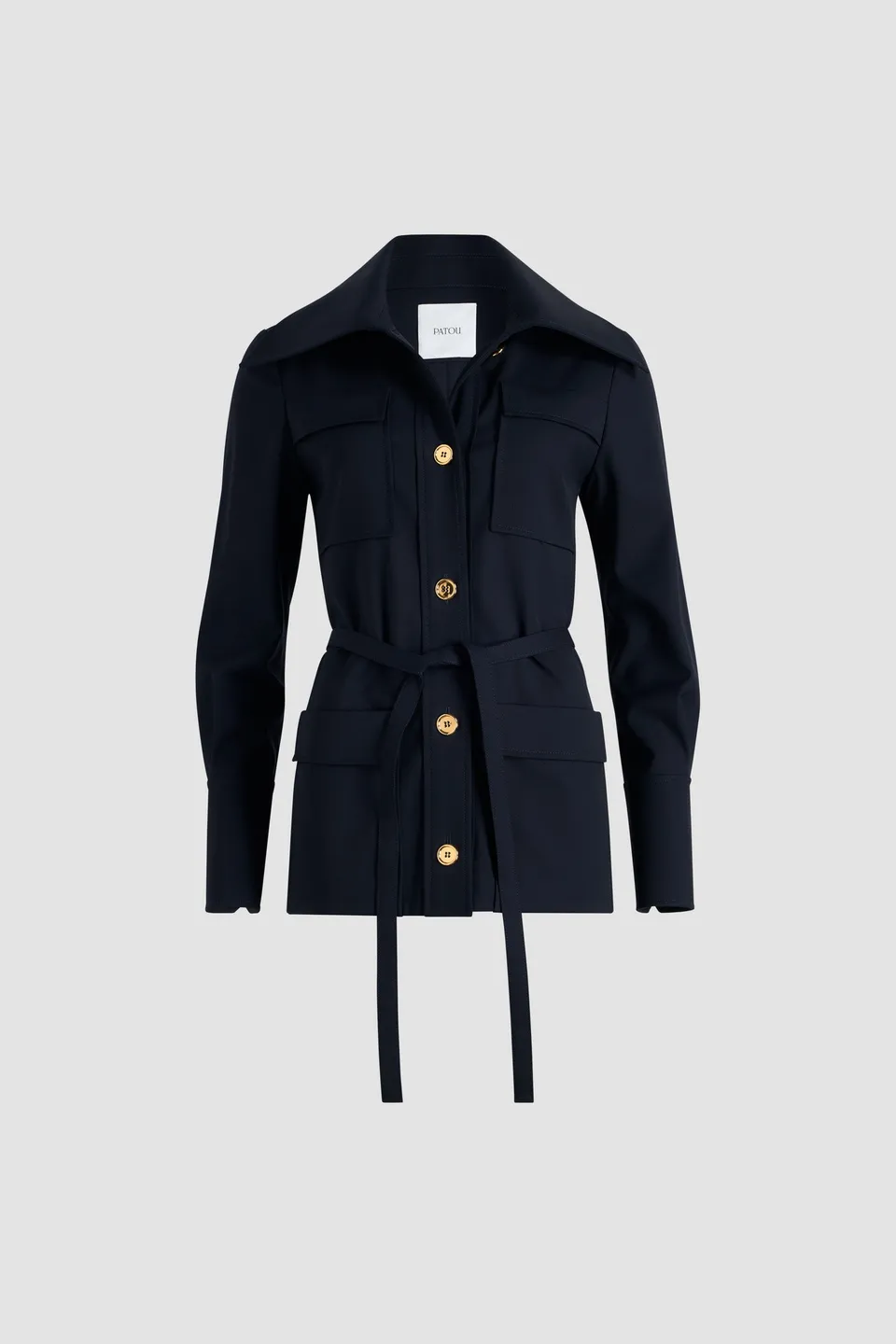 Patou P25JA049 veste safari laine bleu Navy Black