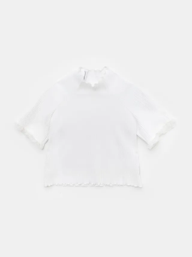 Ester Manas Lace Rib White Easy Top haut blanc dentelle