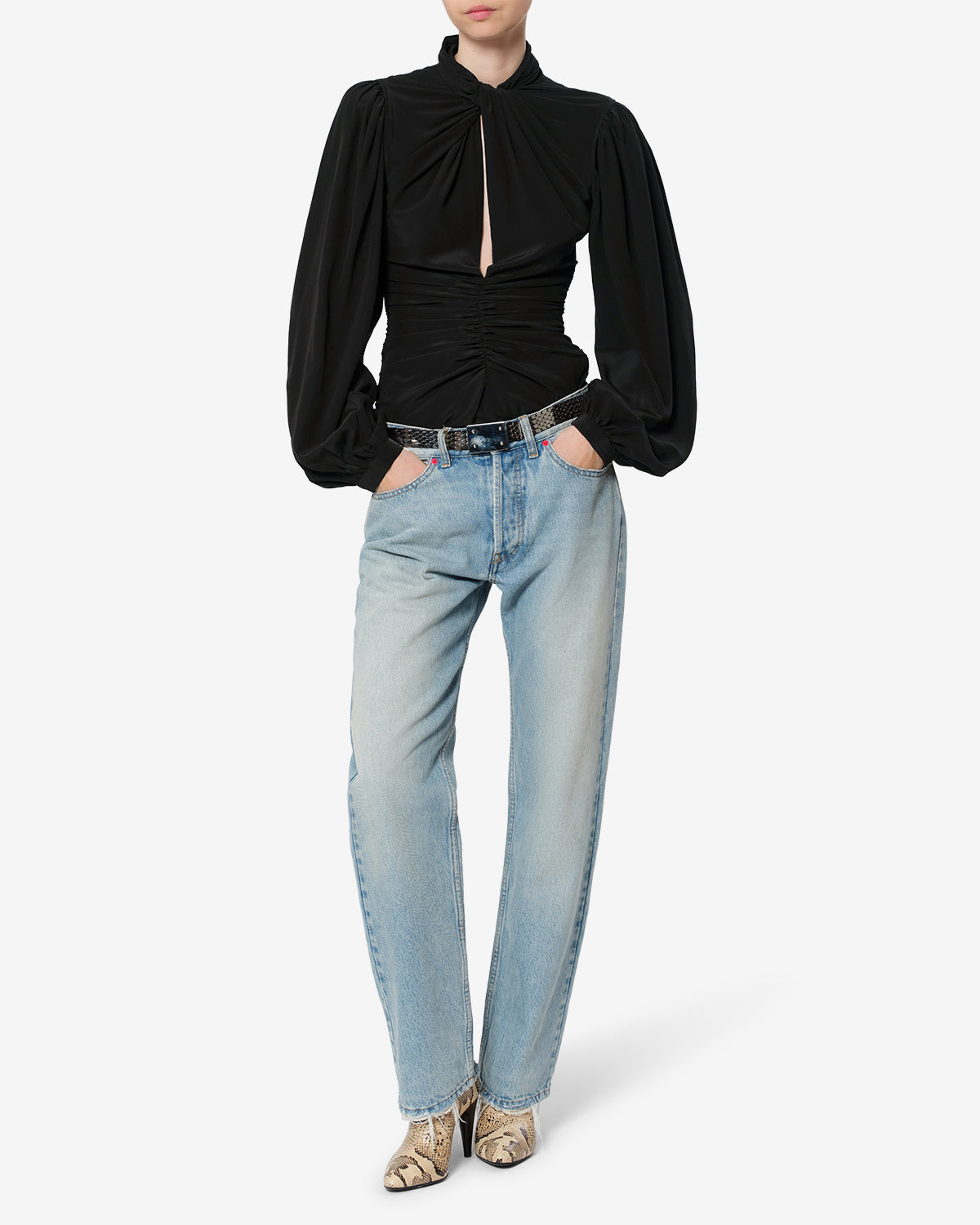Isabel Marant Depsona blouse soie noir lavallière