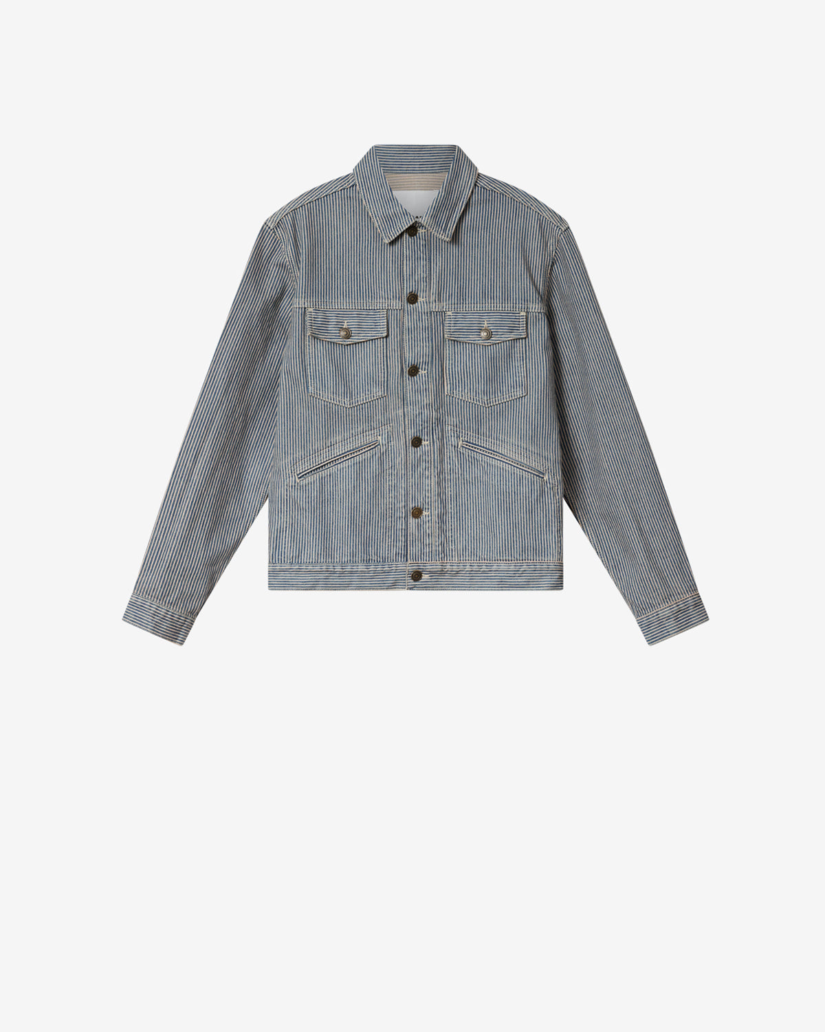 Isabel Marant Jango veste denim rayé bleu-blanc droite