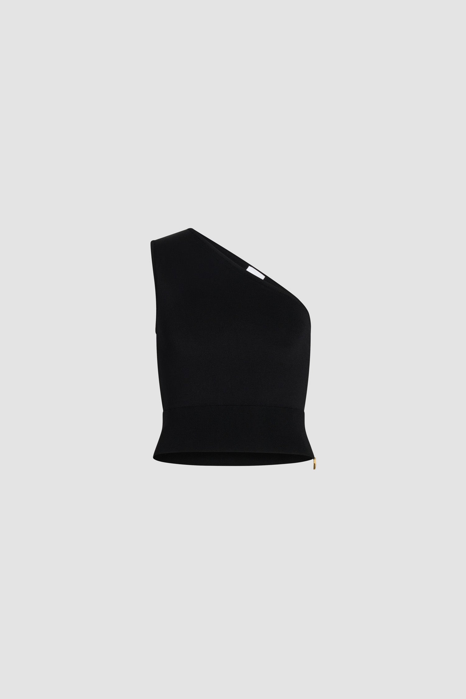 Patou KN244 top noir crêpe une-épaule slim