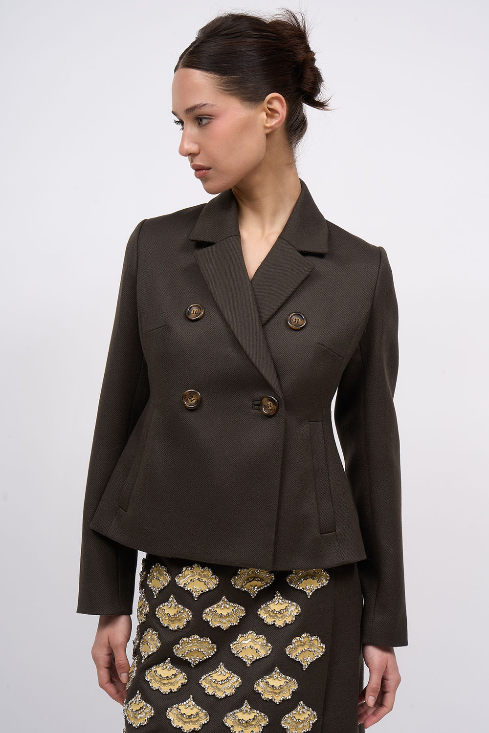 PAUL & JOE LOU veste courte cintrée twill laine jaune