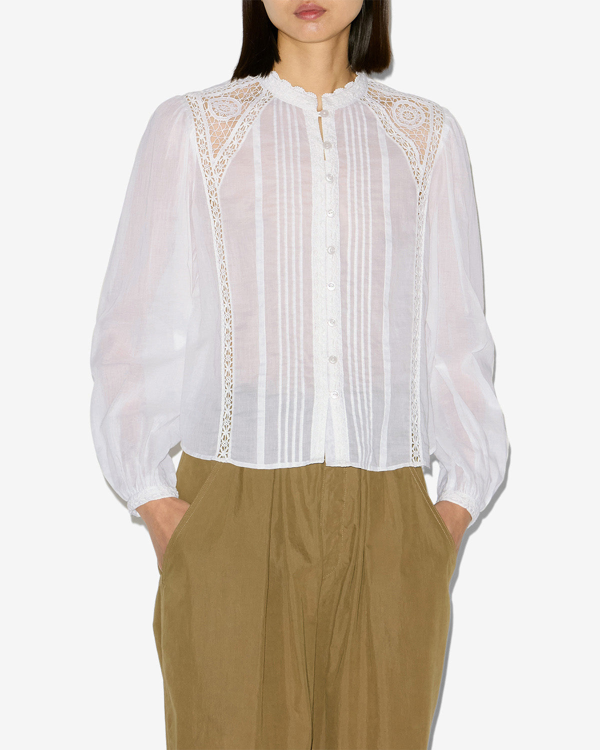 Isabel Marant Greicy blouse blanche dentelle coupe droite