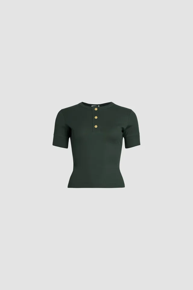 Patou Henley JE132 top coton bio kaki cintré