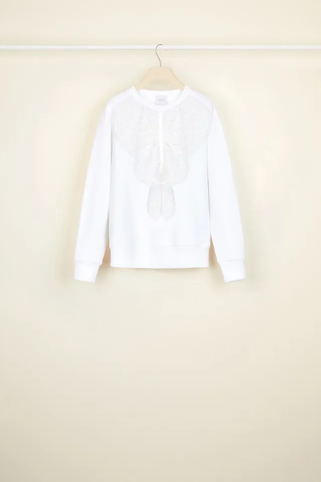 Patou Lace Bib A20JE0219995001W sweat coton blanc
