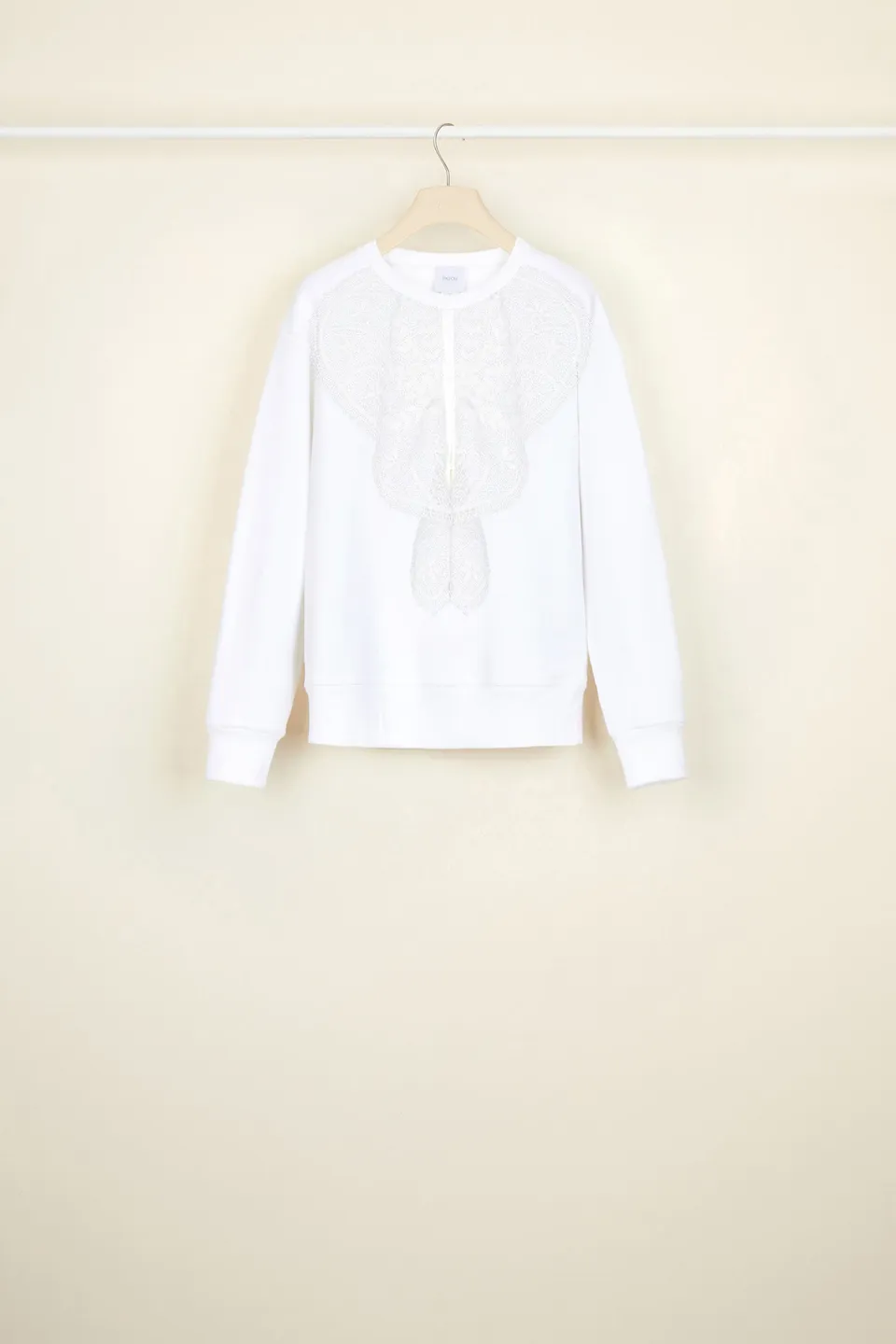 Patou Lace Bib A20JE0219995001W sweat coton blanc