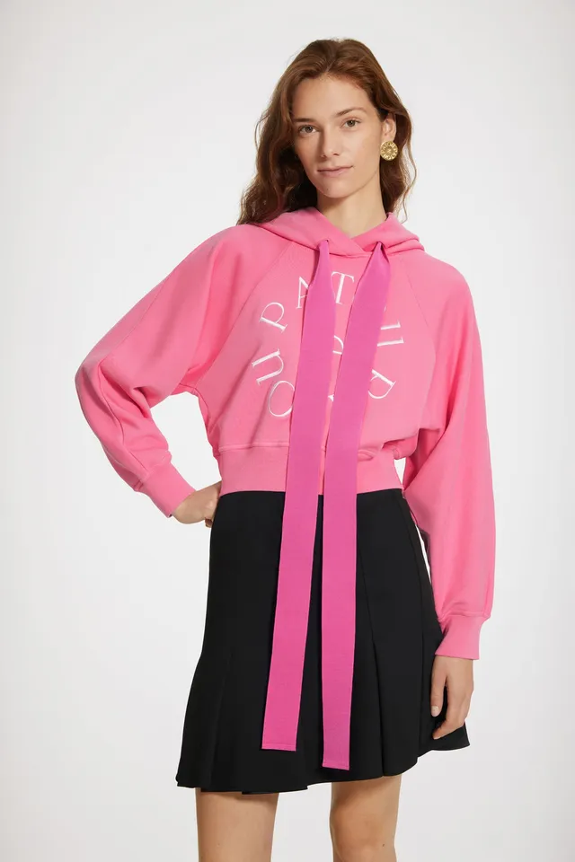 Patou P23JE0699985453B sweat capuche rose coton bio
