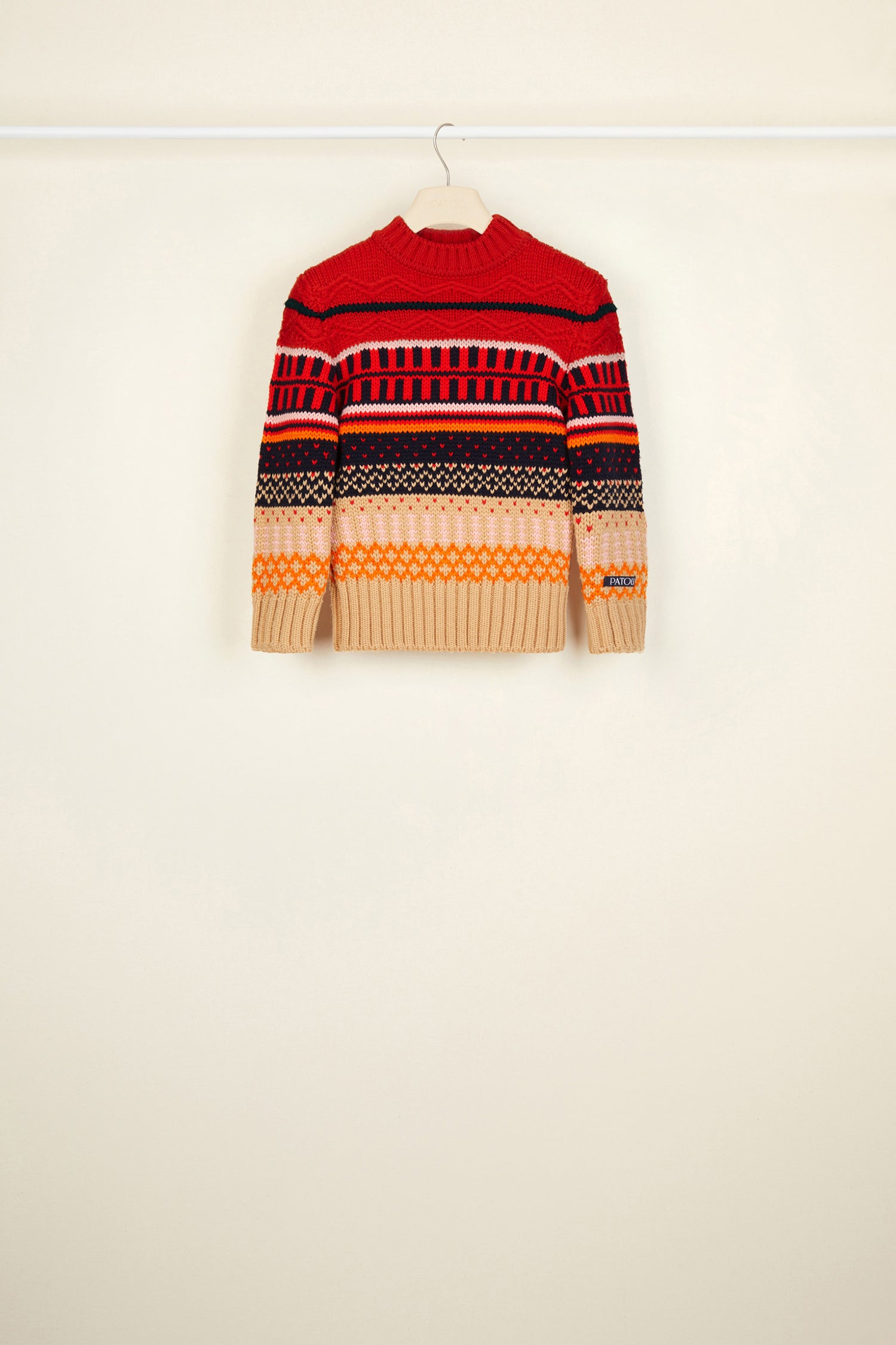 Patou Knitwear KN029 pull jacquard court multicolore laine