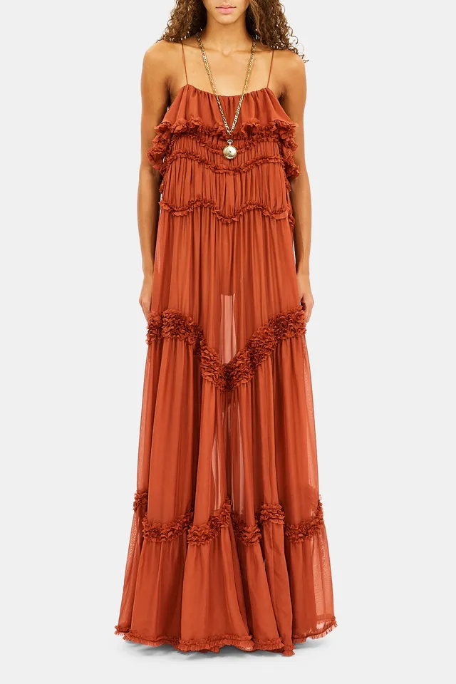 Ulla Johnson Naia robe longue soie argile