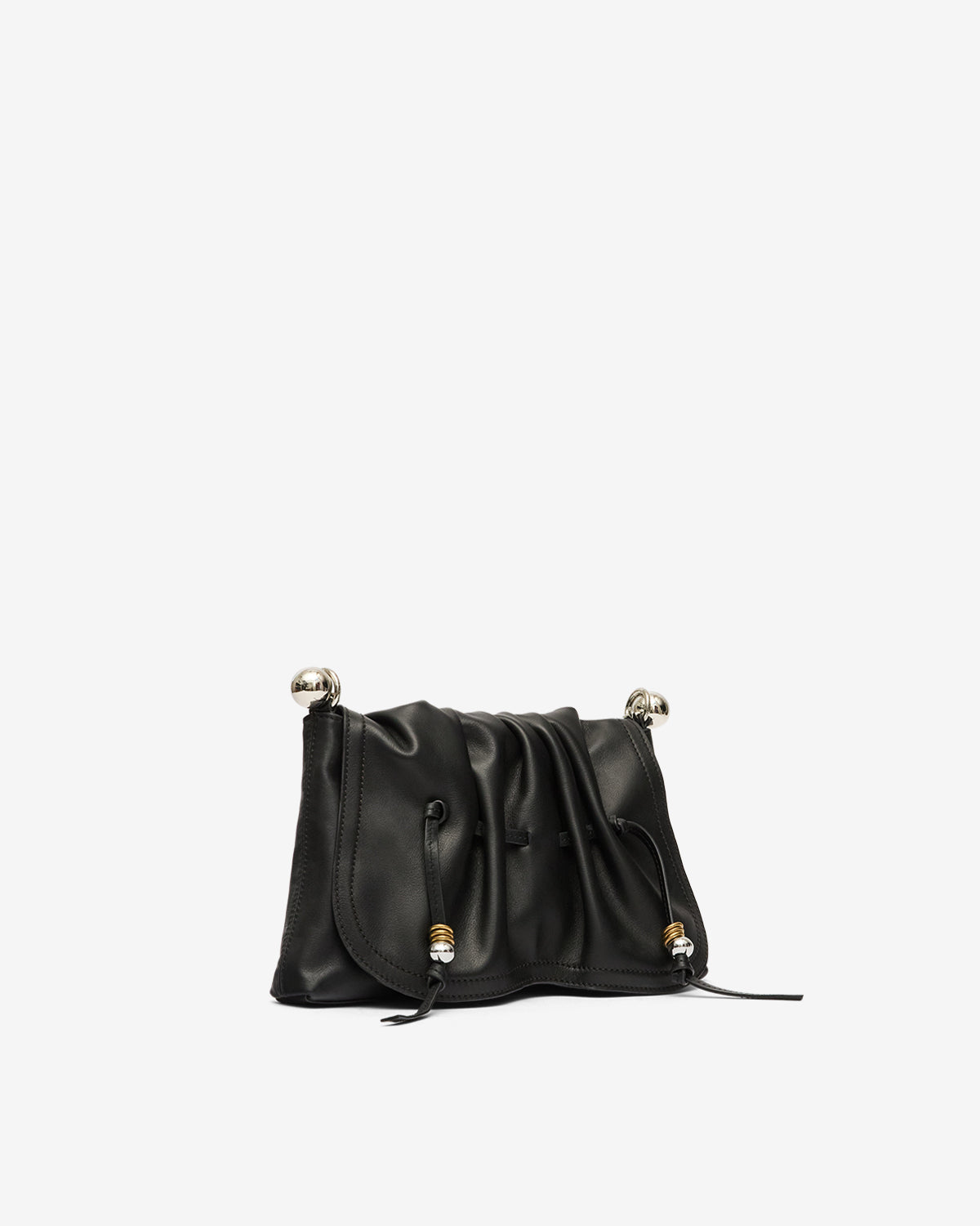 Isabel Marant Bolton Pouch sac cuir noir et argenté