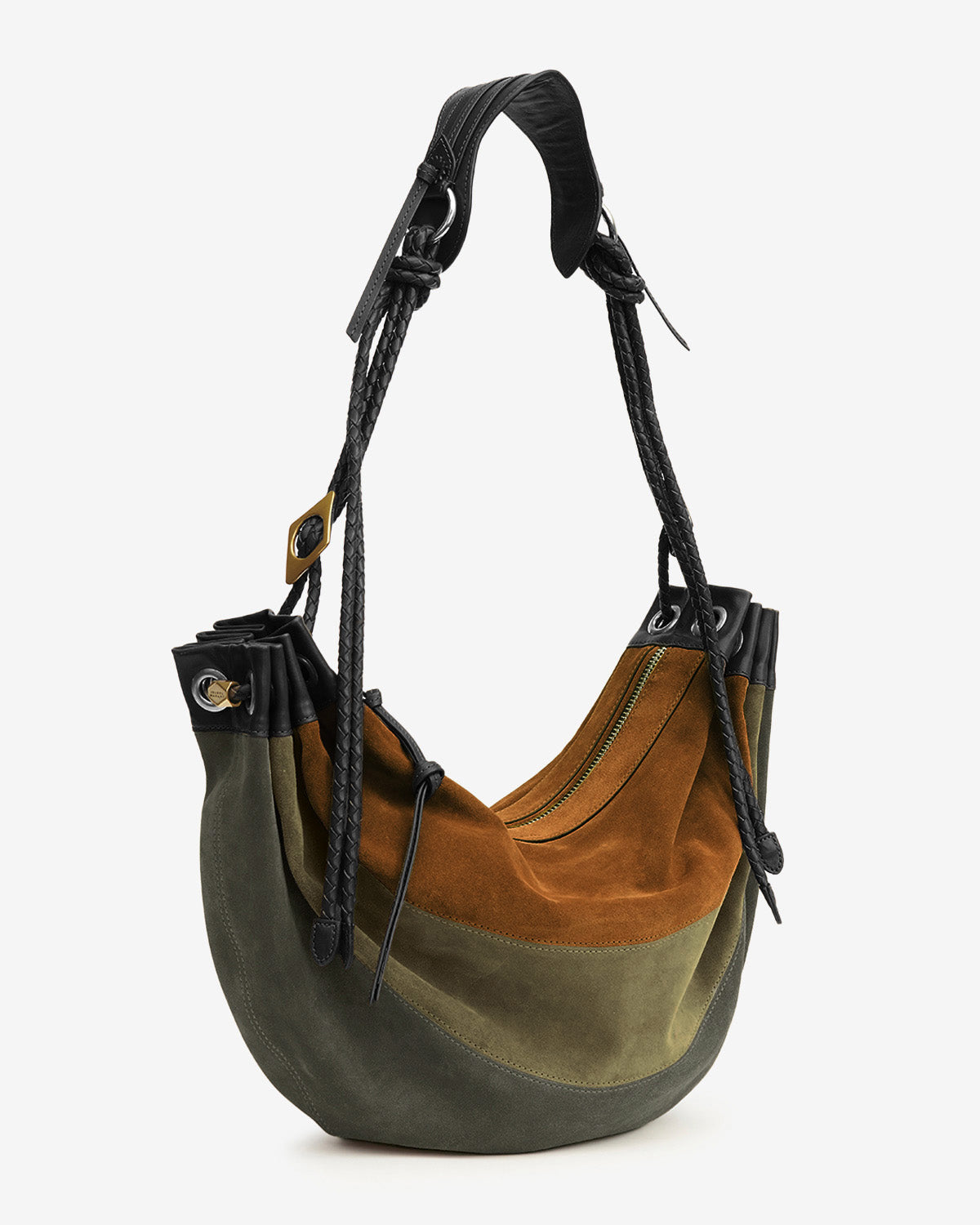 Isabel Marant Maia Large sac cuir velours kaki
