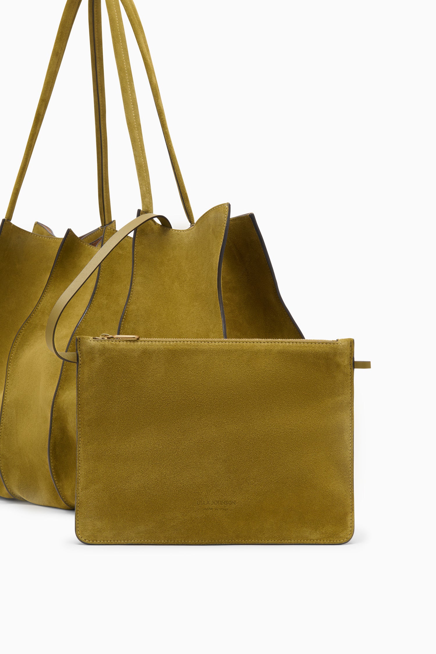 Ulla Johnson Adria Grand Tote Olive Suède Bandoulière