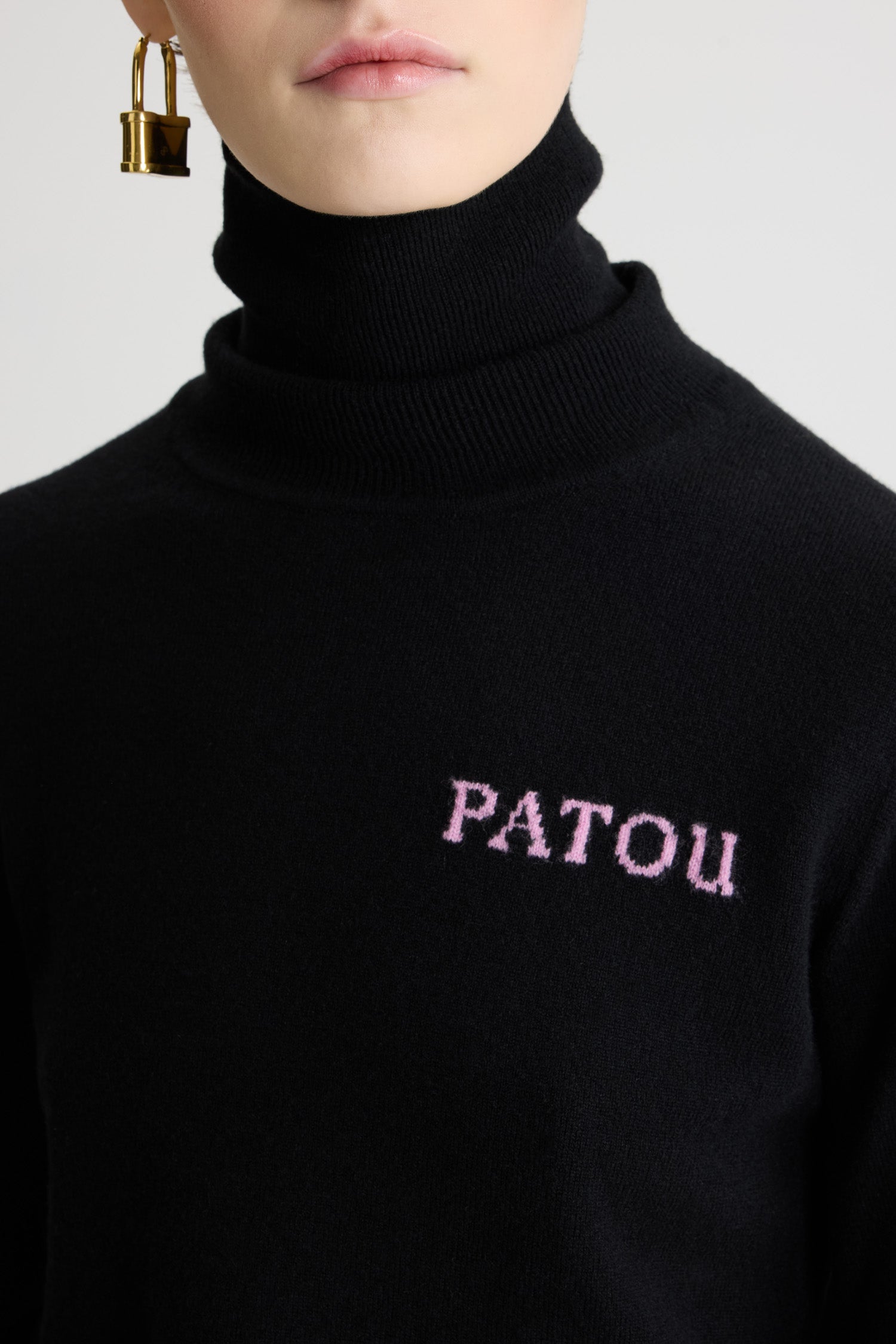 Patou Knitwear KN3088041999B pull col roulé laine noir