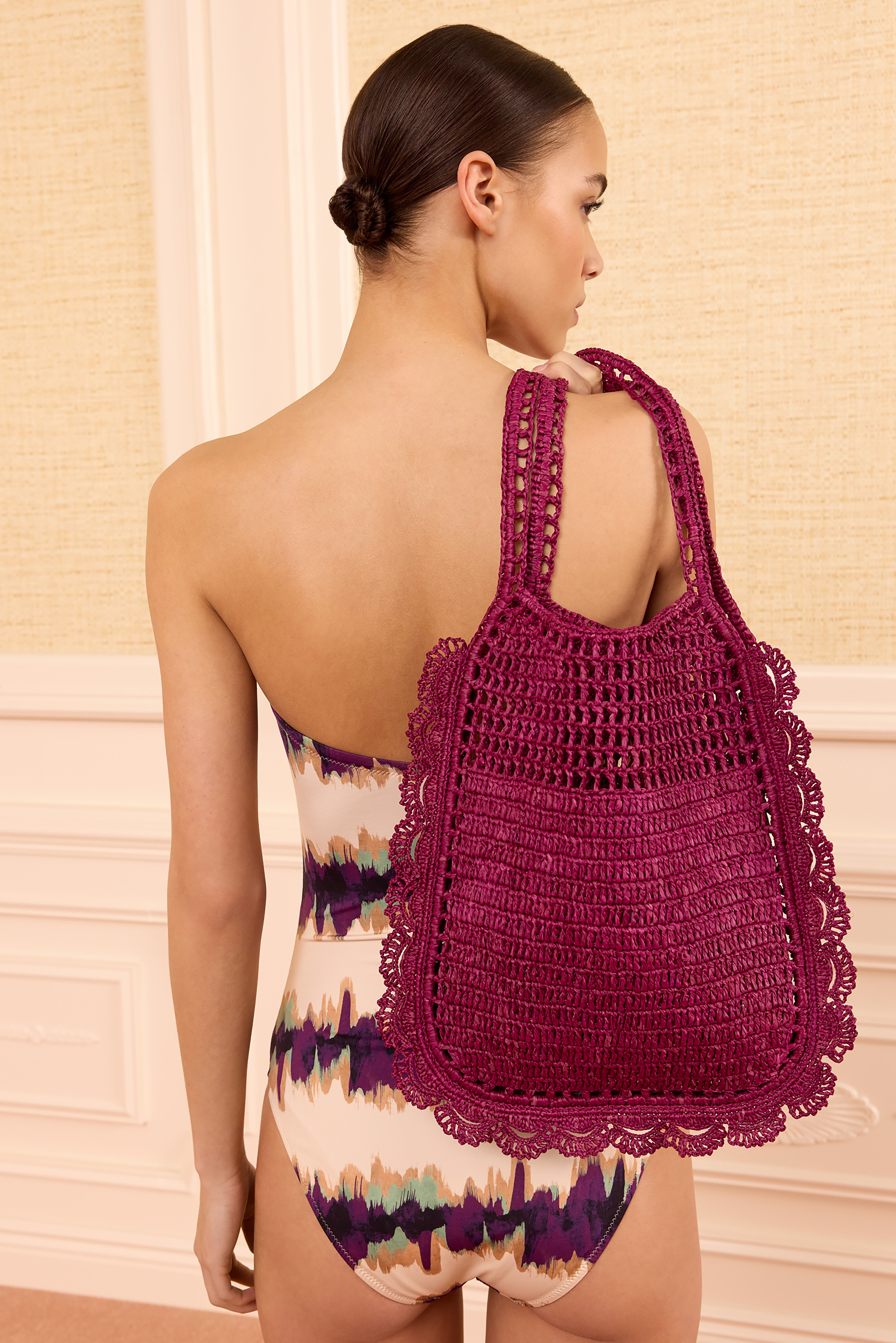 Ulla Johnson Marina tote raphia violet Orchid
