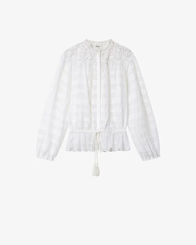 Isabel Marant Polly blouse coton dentelle blanc