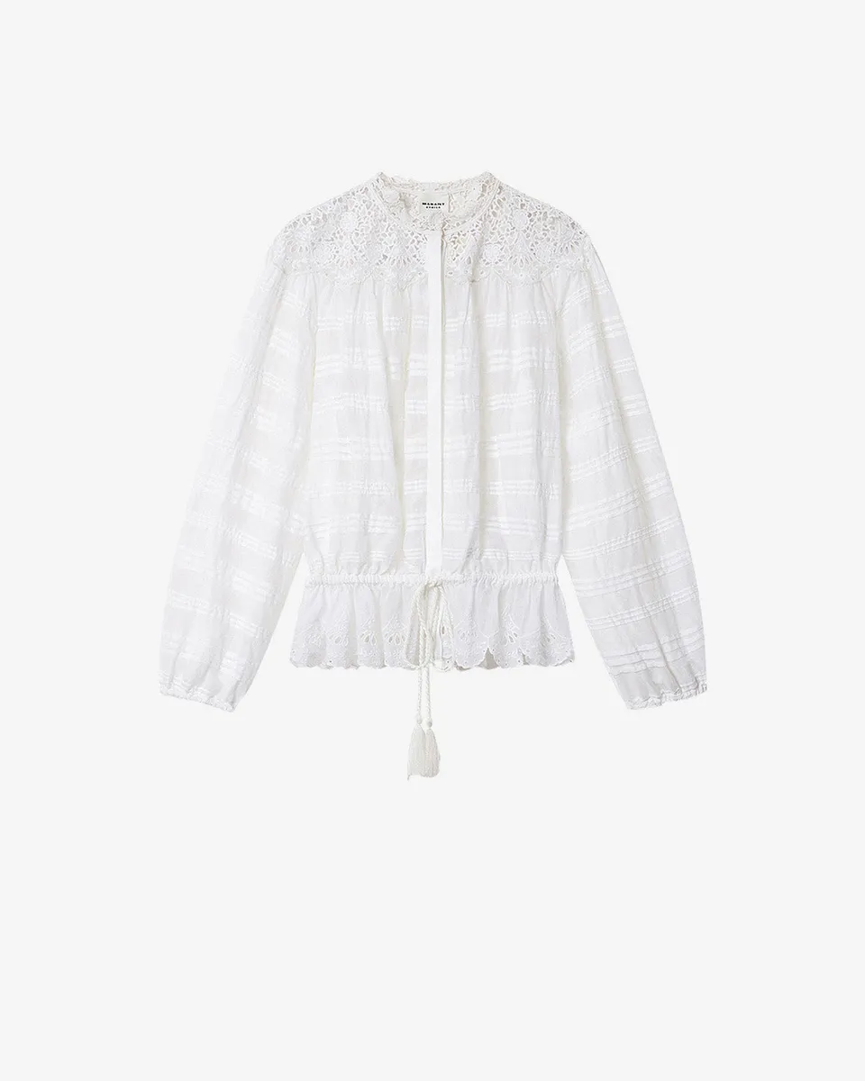 Isabel Marant Polly blouse coton dentelle blanc