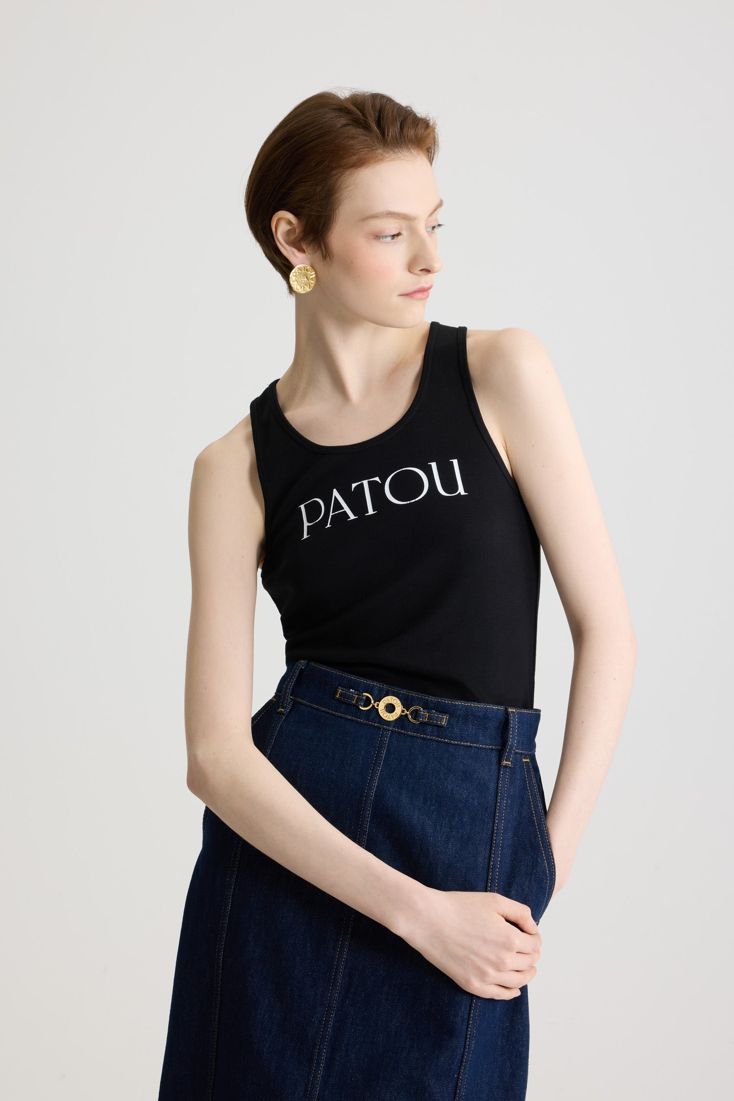 Patou JE015 débardeur coton bio noir logo