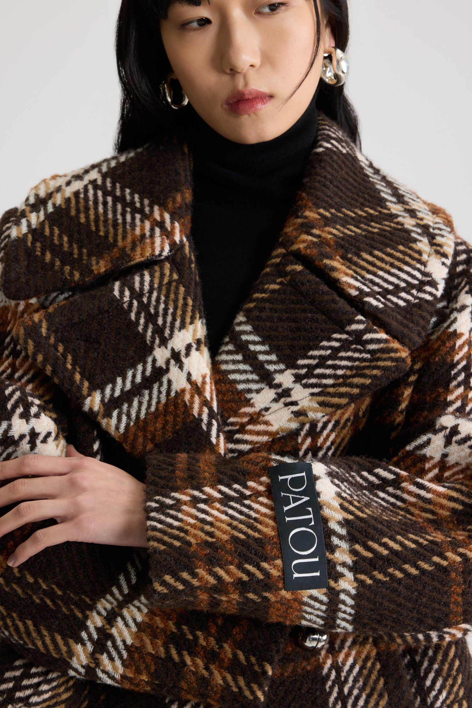 Patou CO031 manteau croisé laine à carreaux